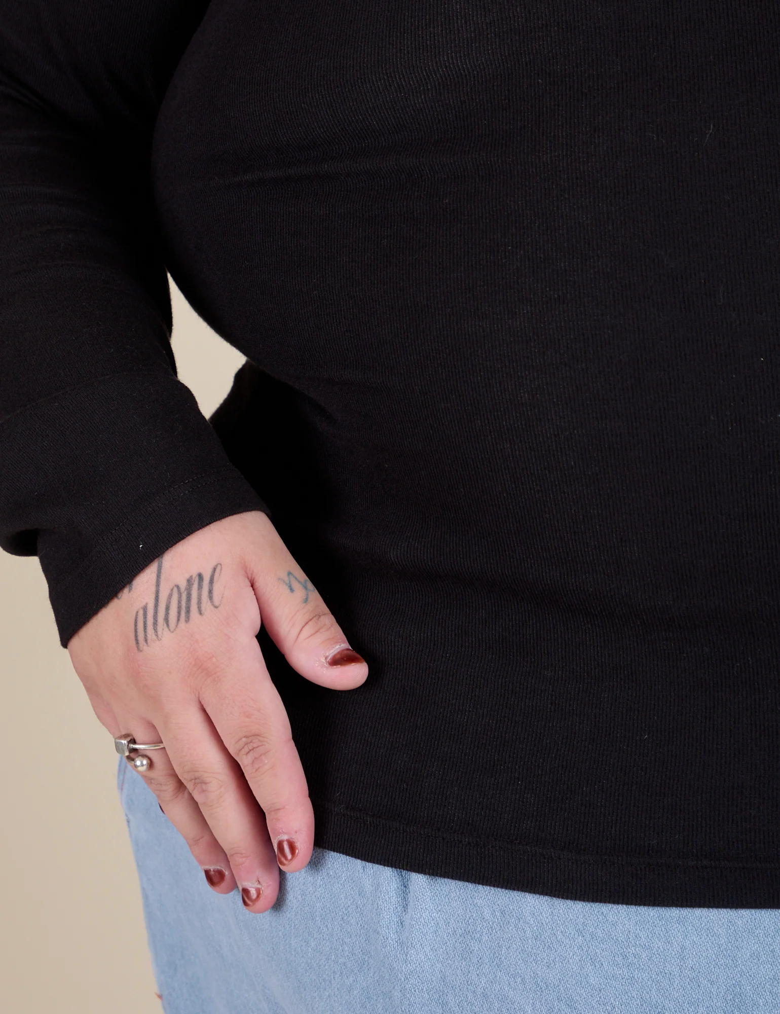 Long Sleeve Baby Tee - Basic Black - Image 13