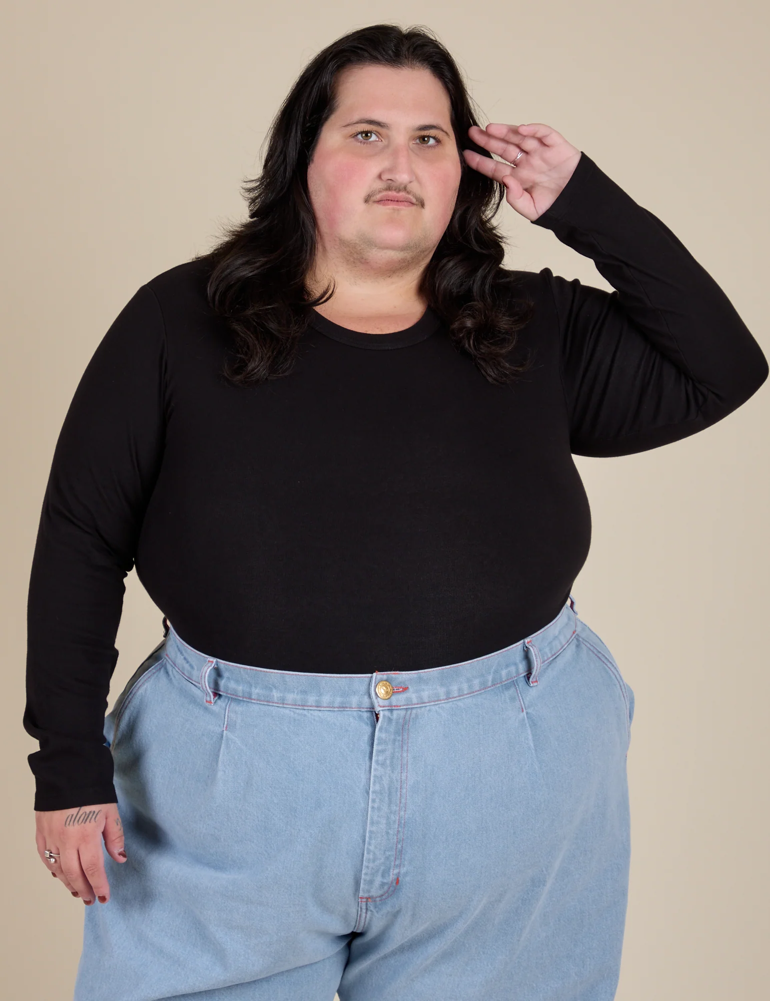 Long Sleeve Baby Tee - Basic Black - Image 14