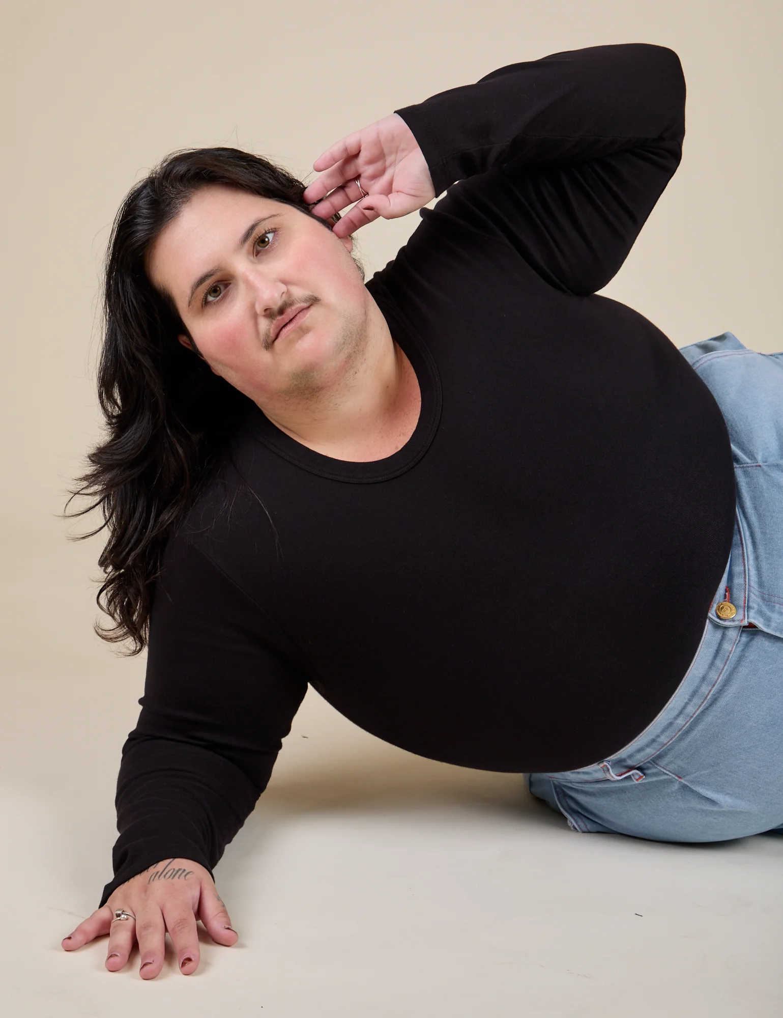 Long Sleeve Baby Tee - Basic Black - Image 17