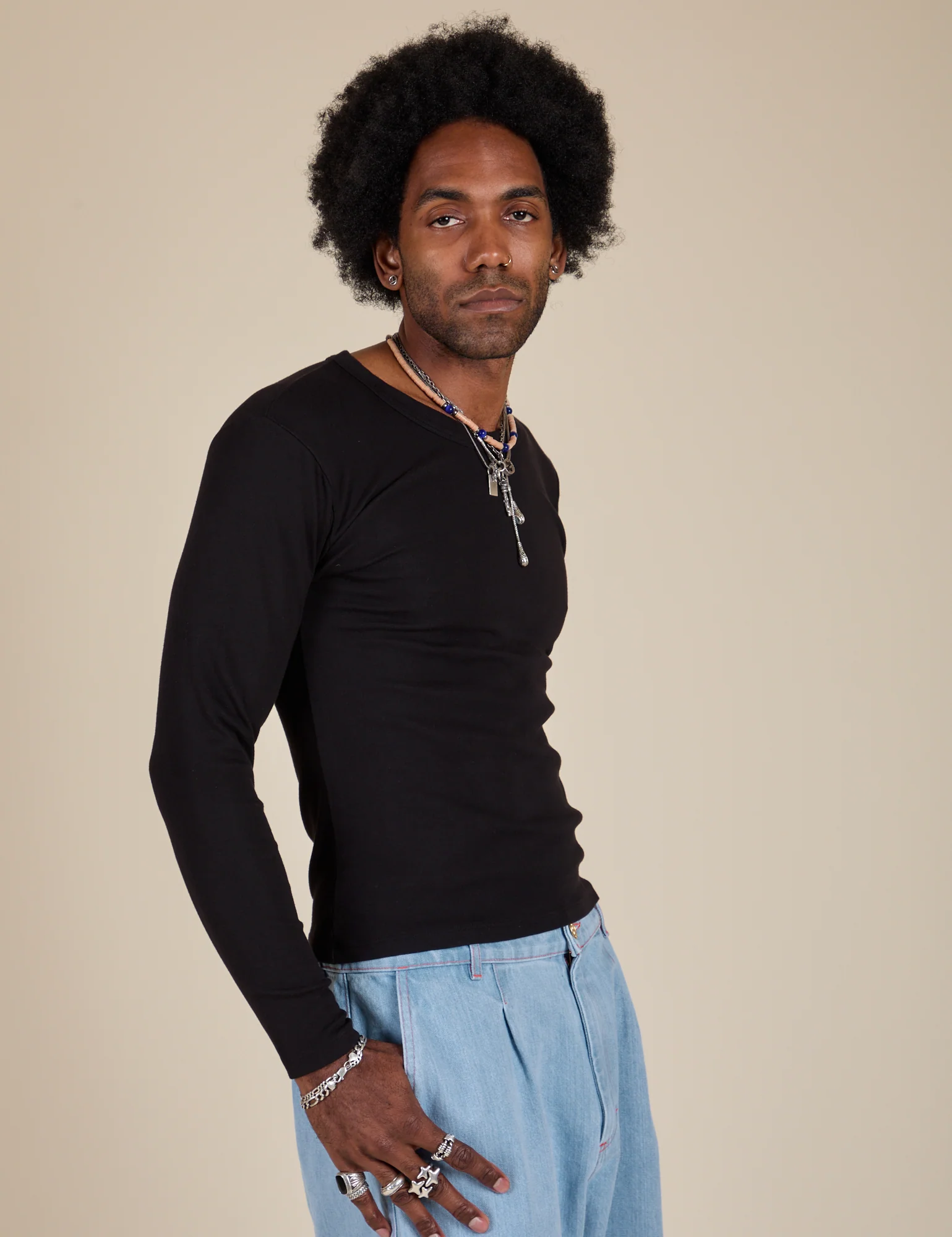 Long Sleeve Baby Tee - Basic Black - Image 20