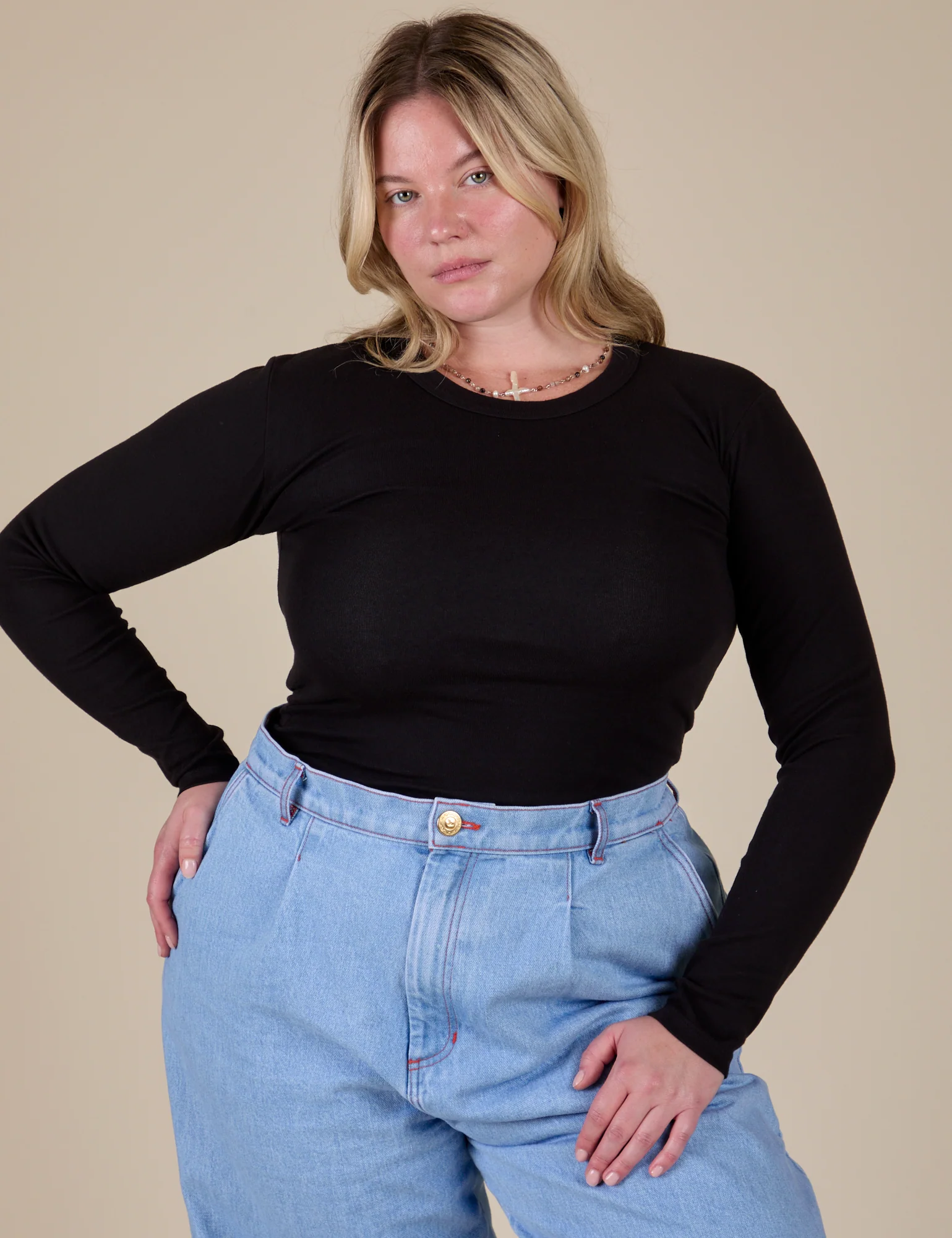 Long Sleeve Baby Tee - Basic Black - Image 27