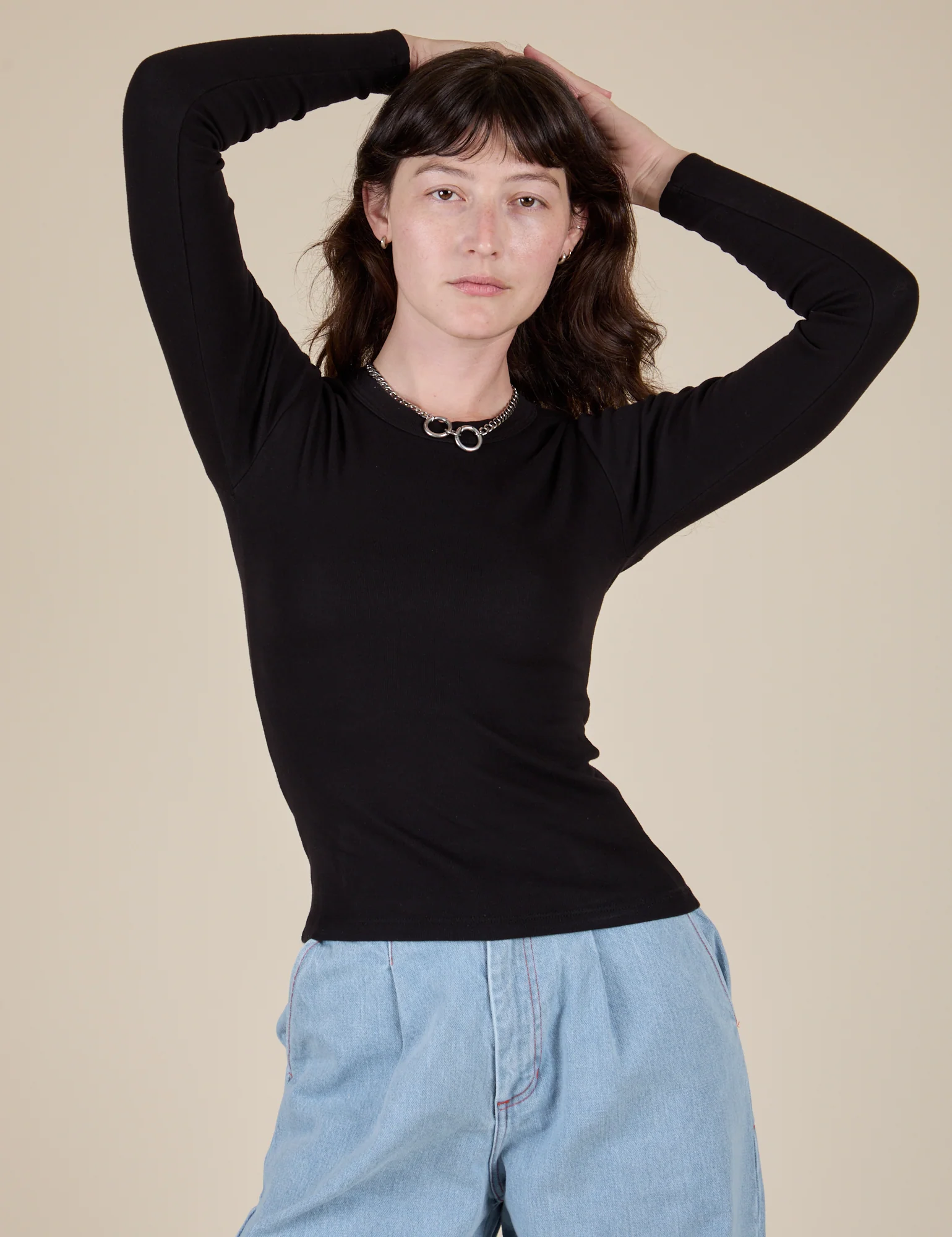 Long Sleeve Baby Tee - Basic Black - Image 6