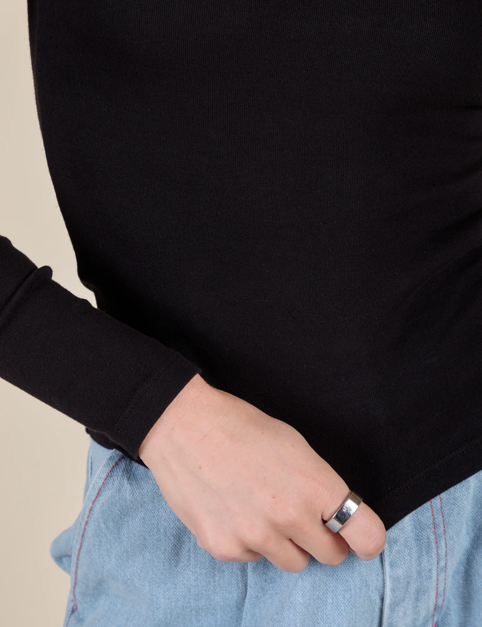 Long Sleeve Baby Tee - Basic Black - Image 7