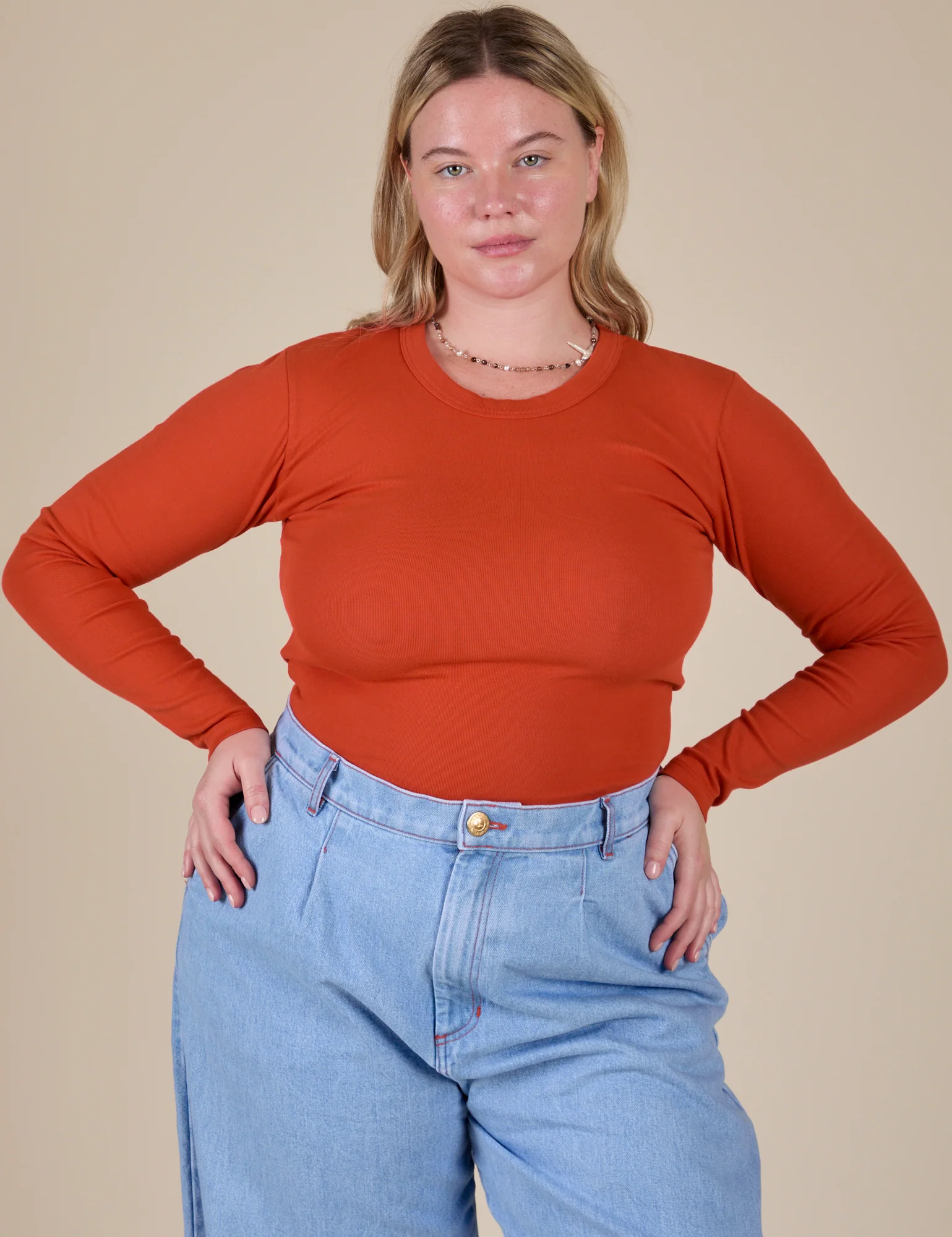 Long Sleeve Baby Tee - Chili Red - Image 20