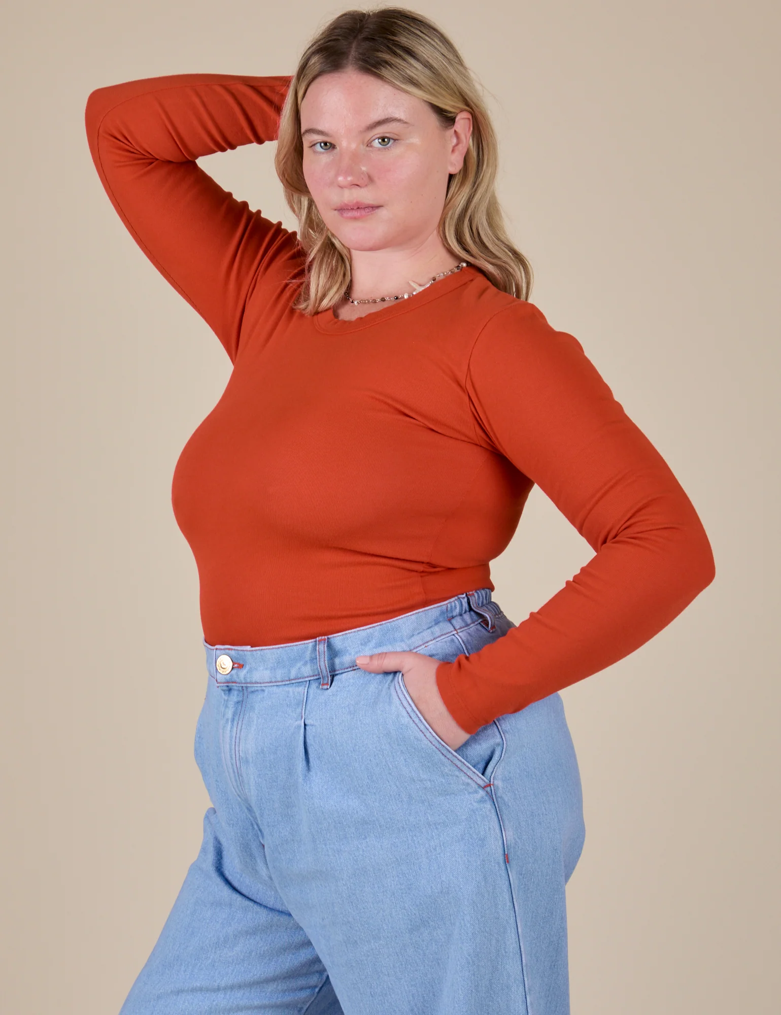 Long Sleeve Baby Tee - Chili Red - Image 21