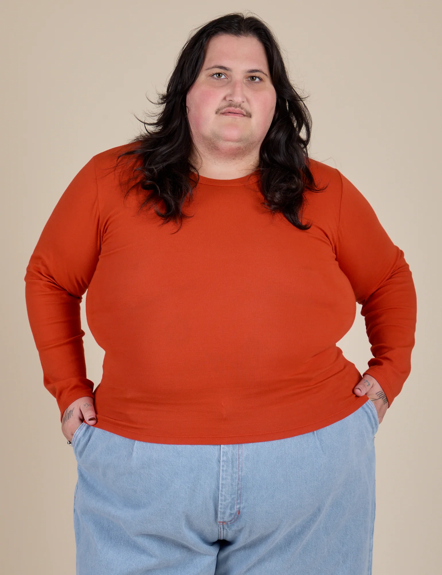 Long Sleeve Baby Tee - Chili Red - Image 25