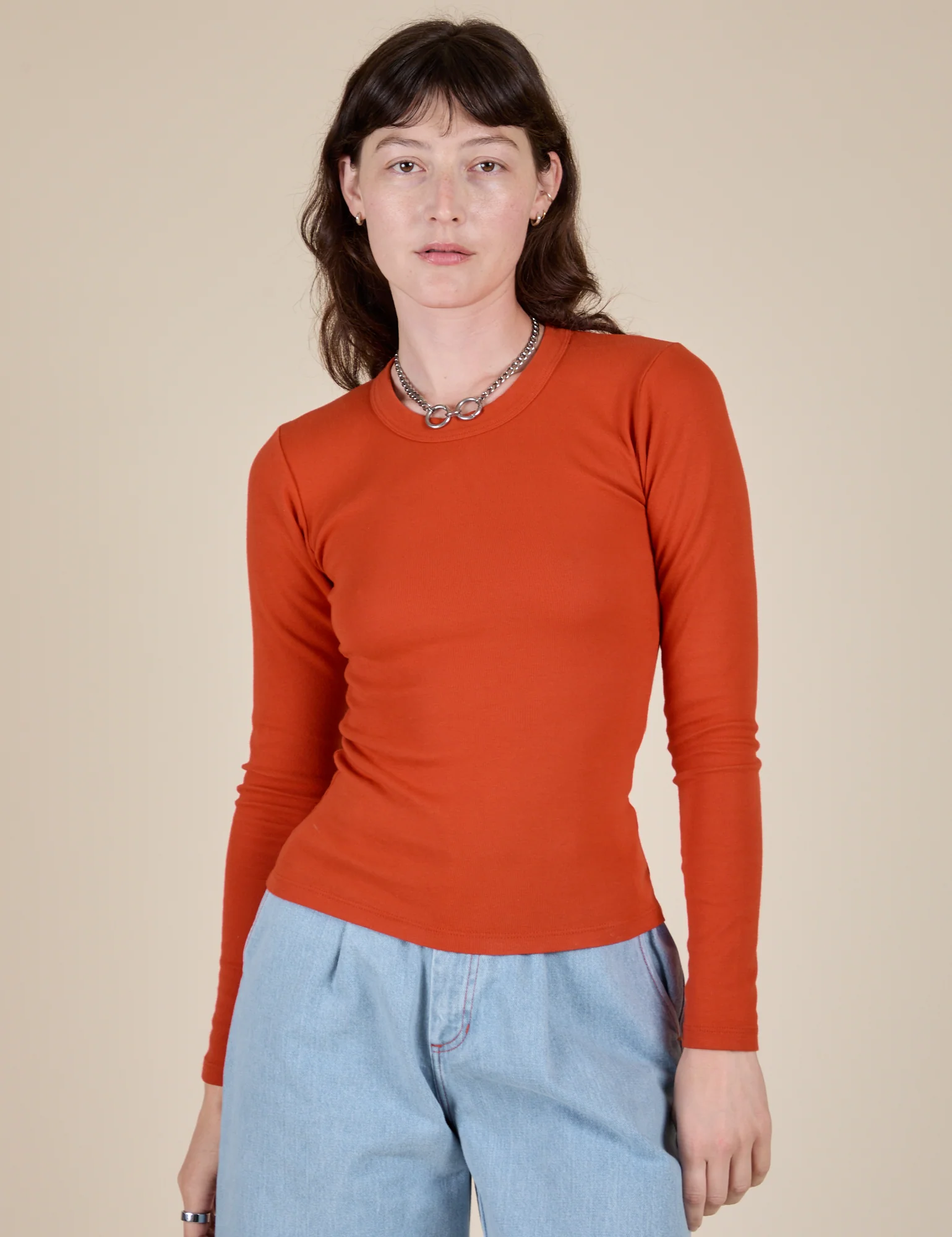 Long Sleeve Baby Tee - Chili Red - Image 3