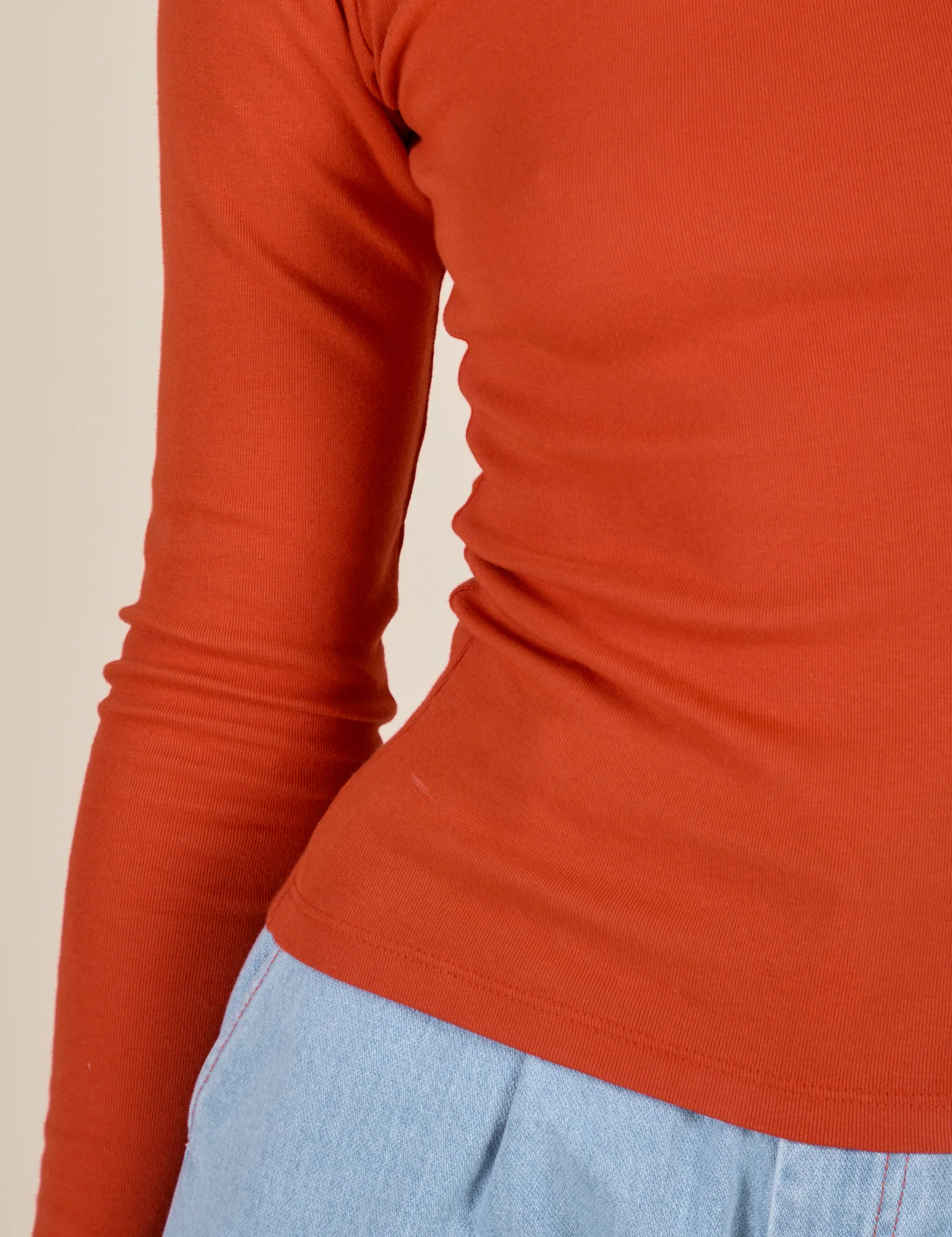 Long Sleeve Baby Tee - Chili Red - Image 4