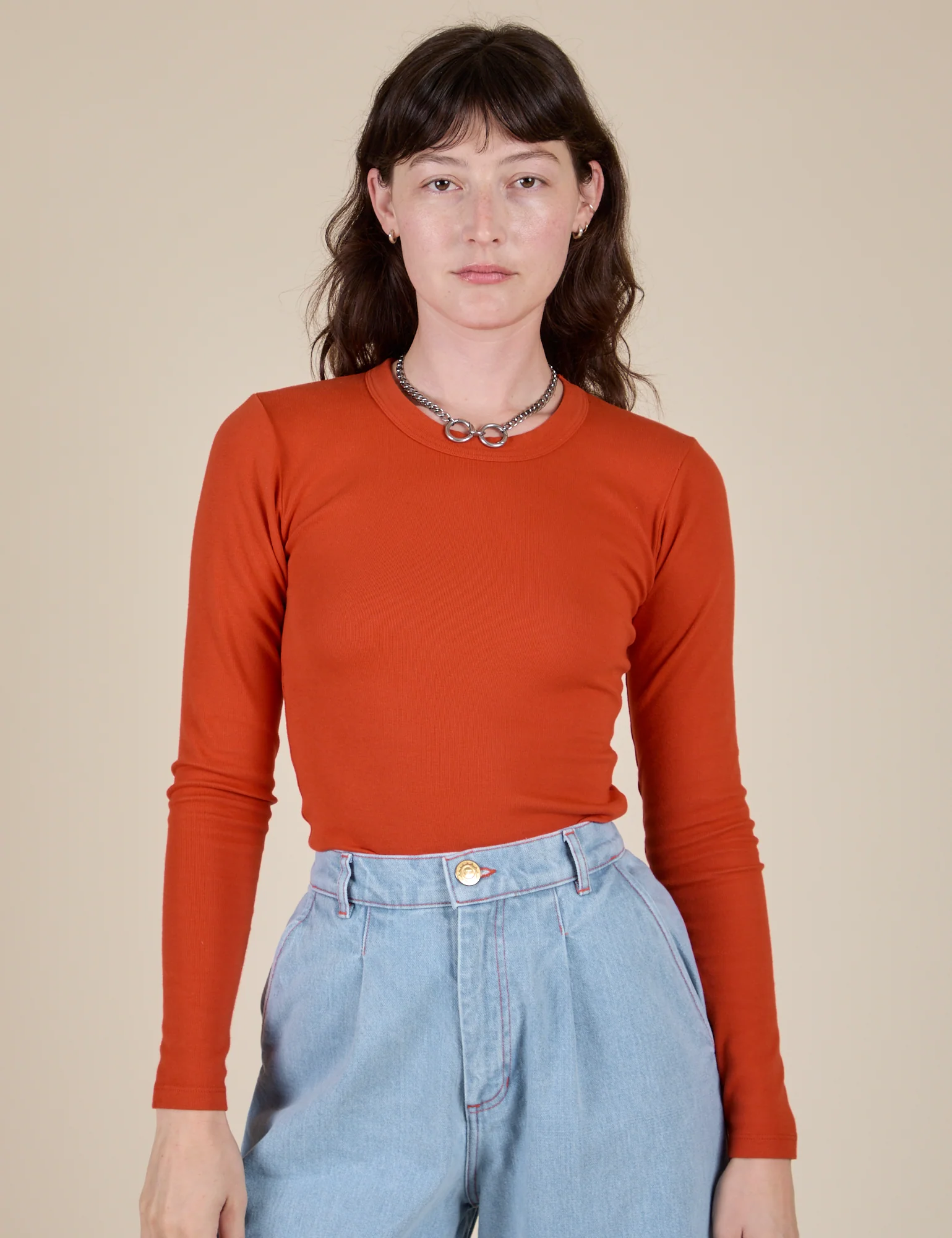 Long Sleeve Baby Tee - Chili Red - Image 5