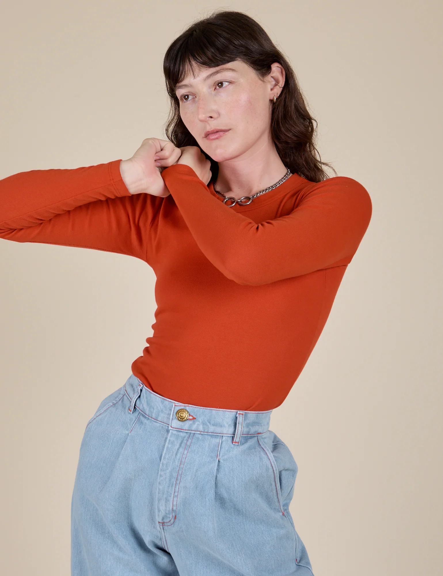 Long Sleeve Baby Tee - Chili Red - Image 7