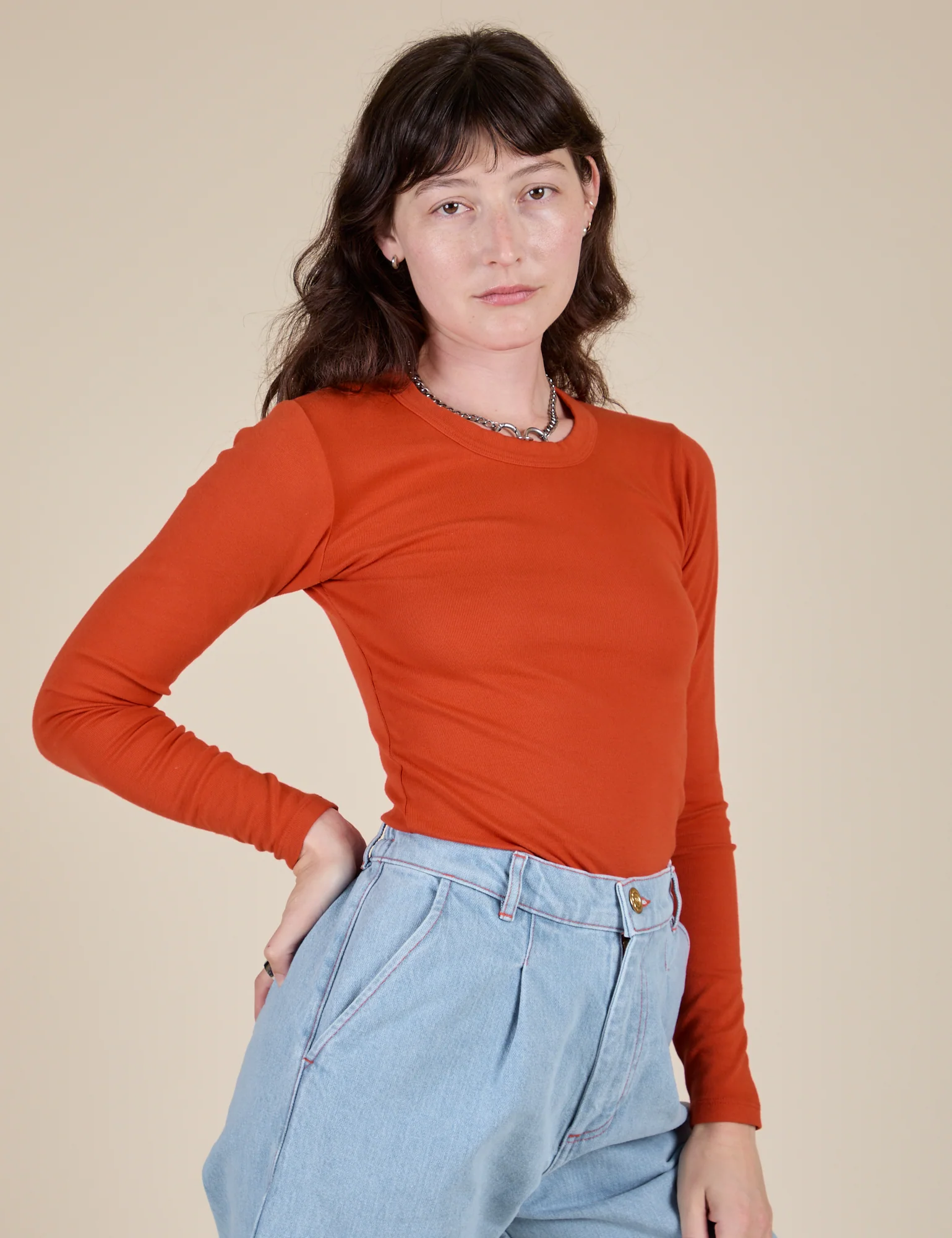 Long Sleeve Baby Tee - Chili Red - Image 8