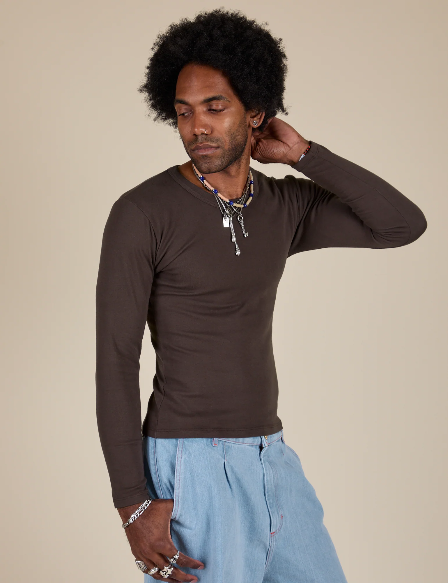 Long Sleeve Baby Tee - Espresso Brown - Image 11