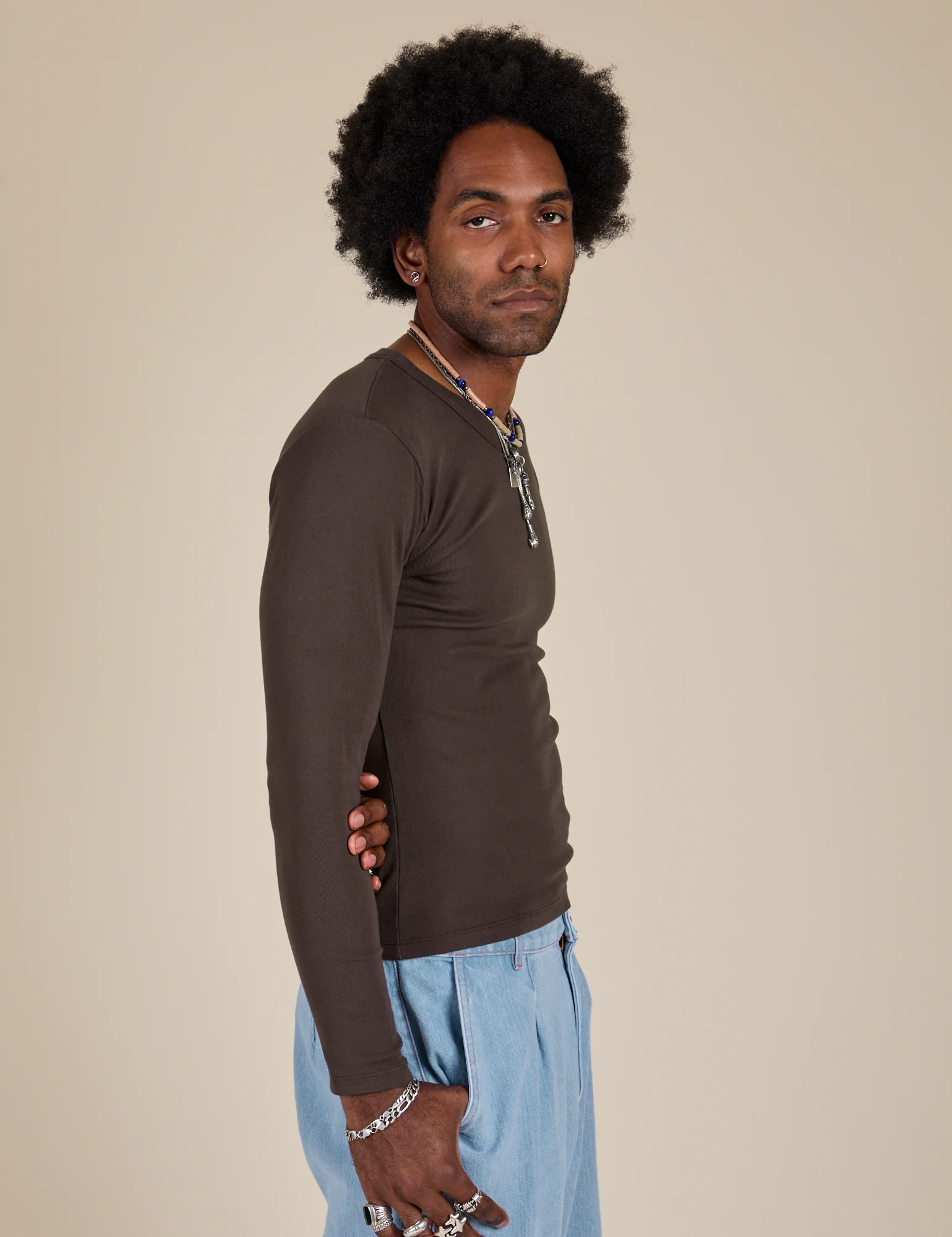 Long Sleeve Baby Tee - Espresso Brown - Image 14