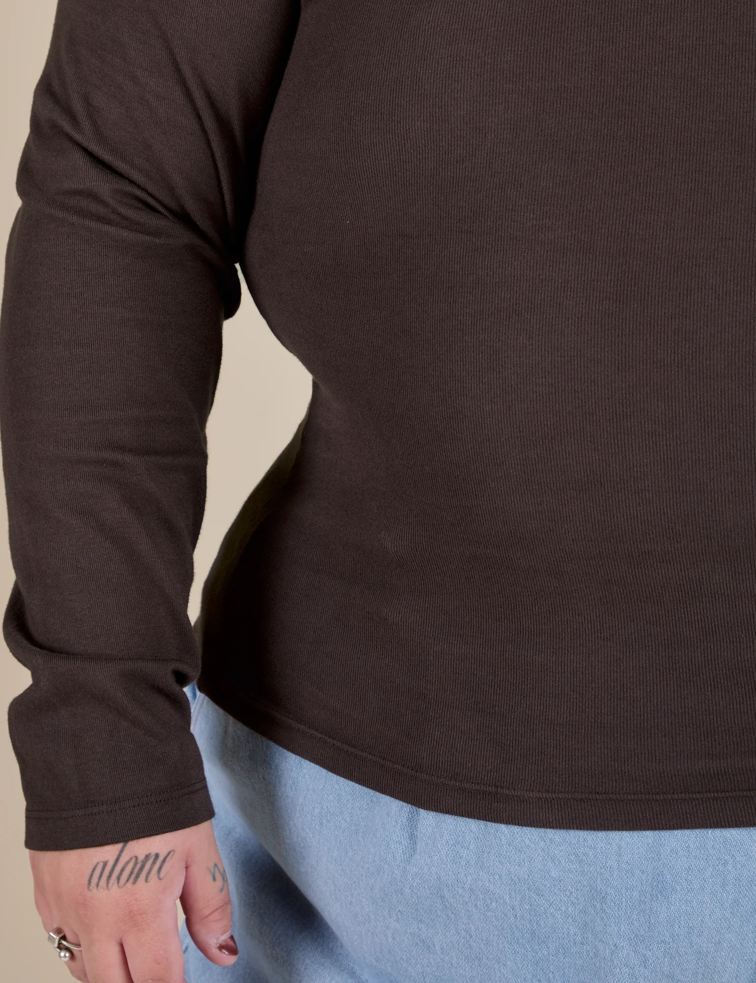 Long Sleeve Baby Tee - Espresso Brown - Image 18