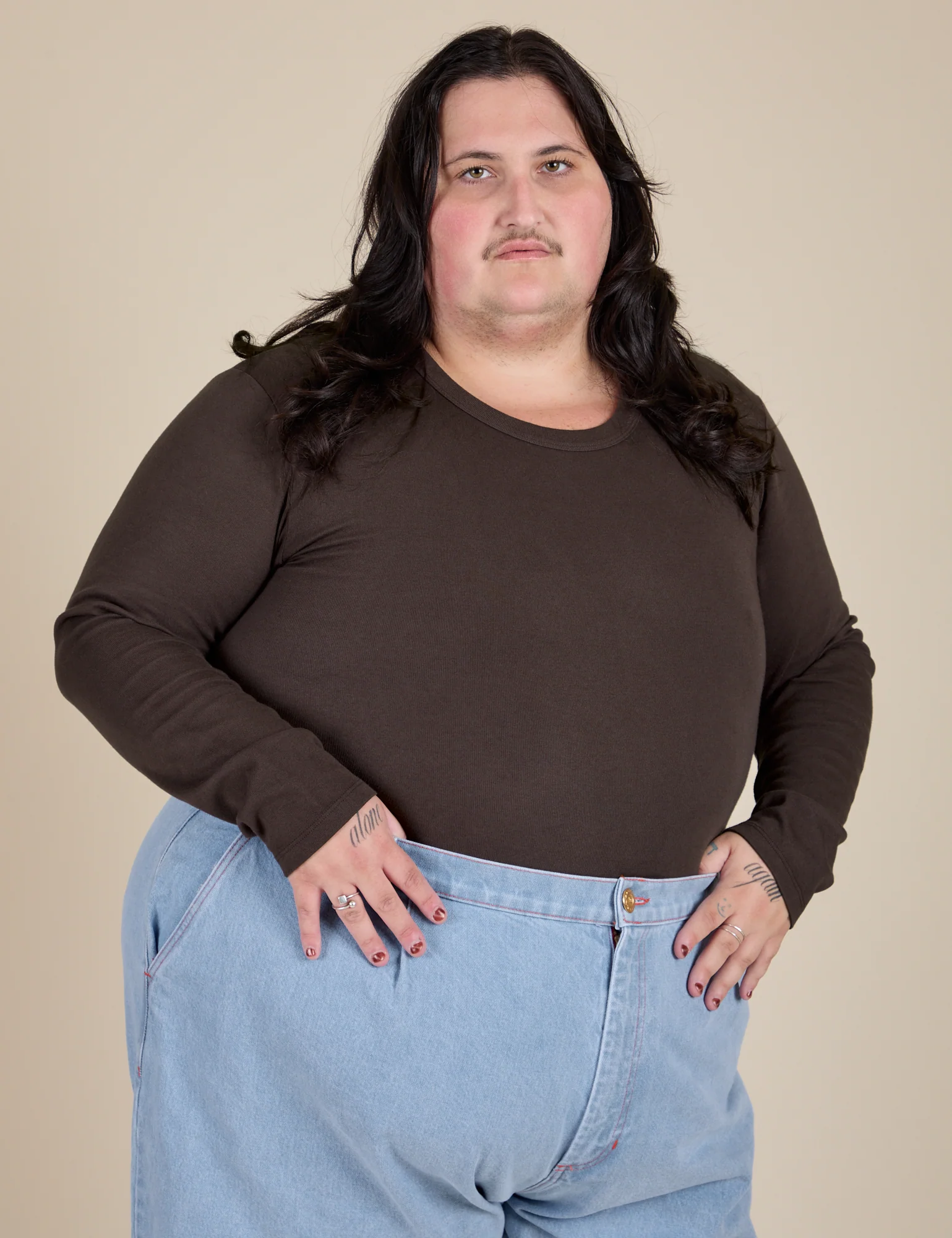 Long Sleeve Baby Tee - Espresso Brown - Image 21