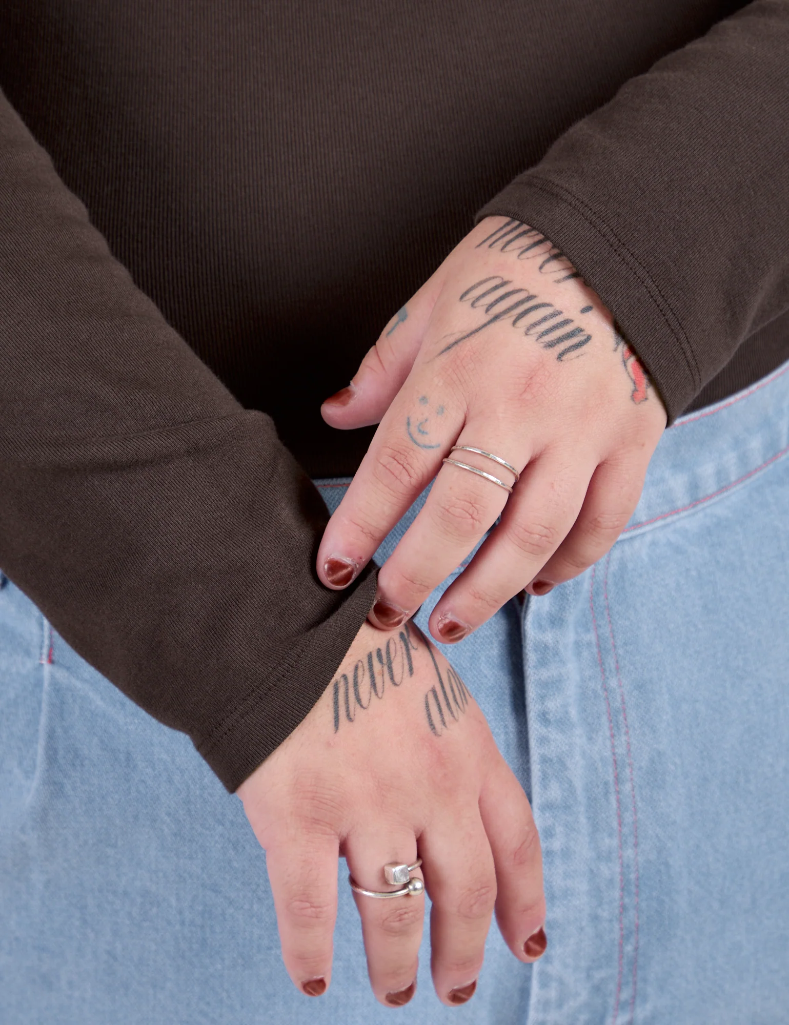 Long Sleeve Baby Tee - Espresso Brown - Image 22