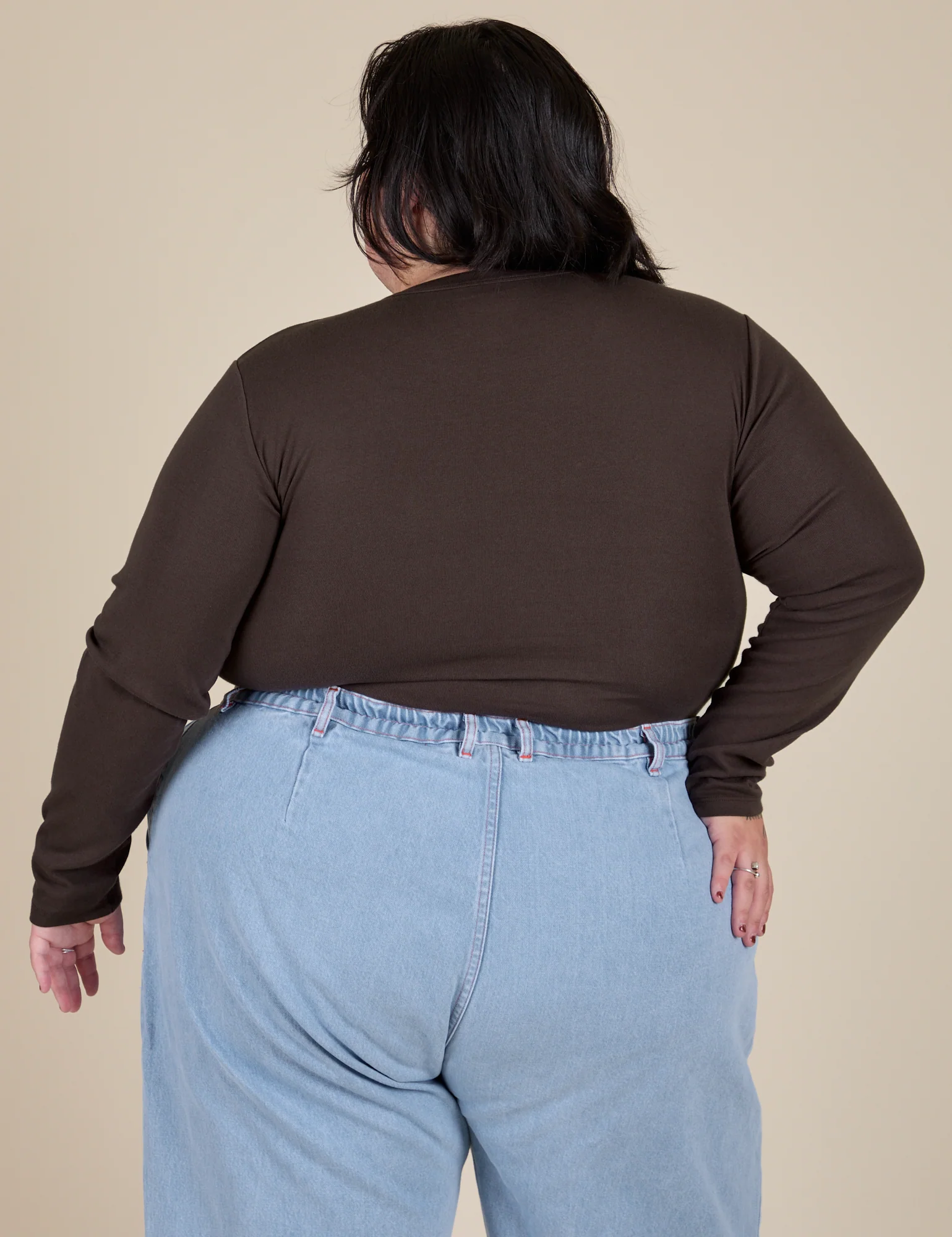 Long Sleeve Baby Tee - Espresso Brown - Image 23