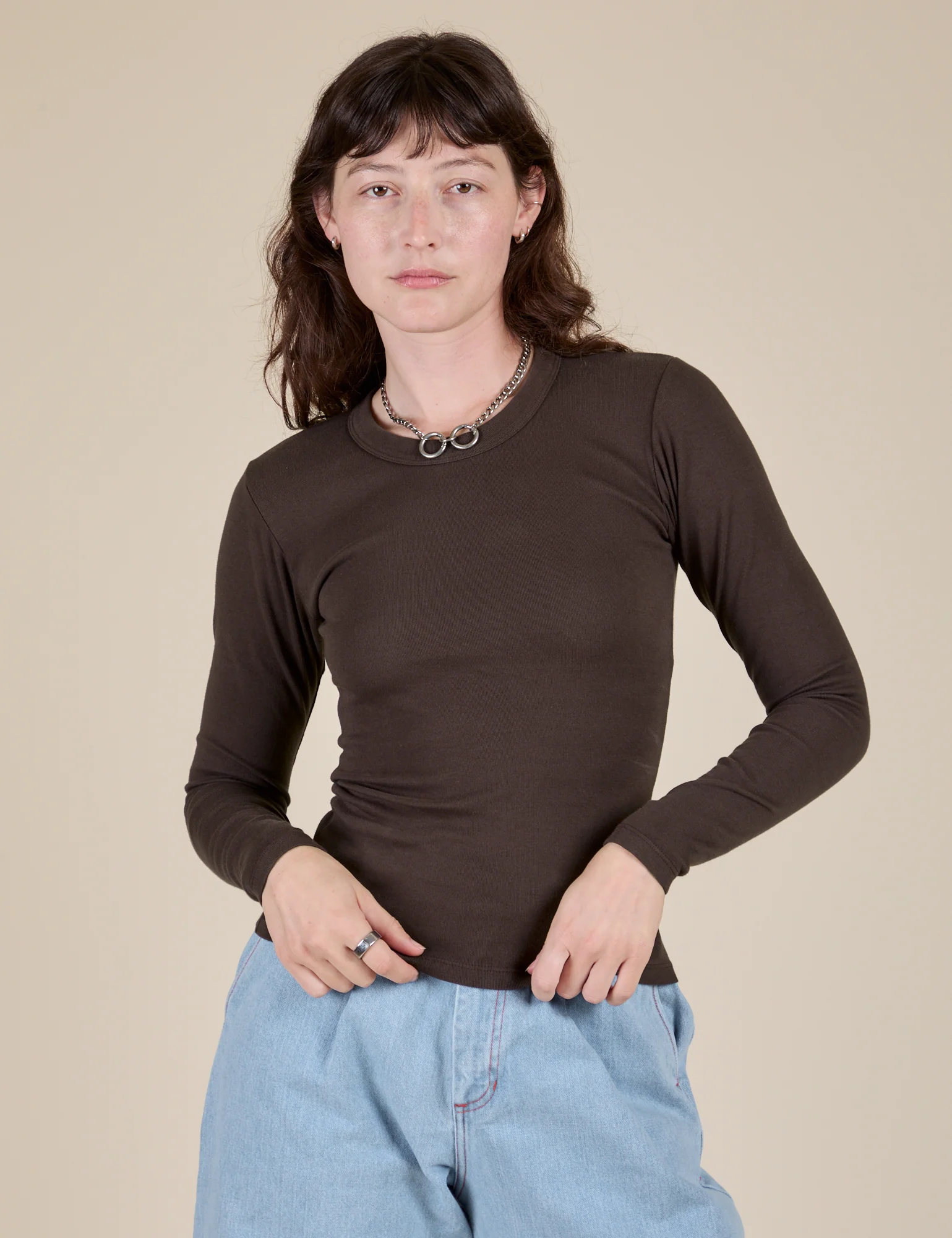 Long Sleeve Baby Tee - Espresso Brown - Image 25