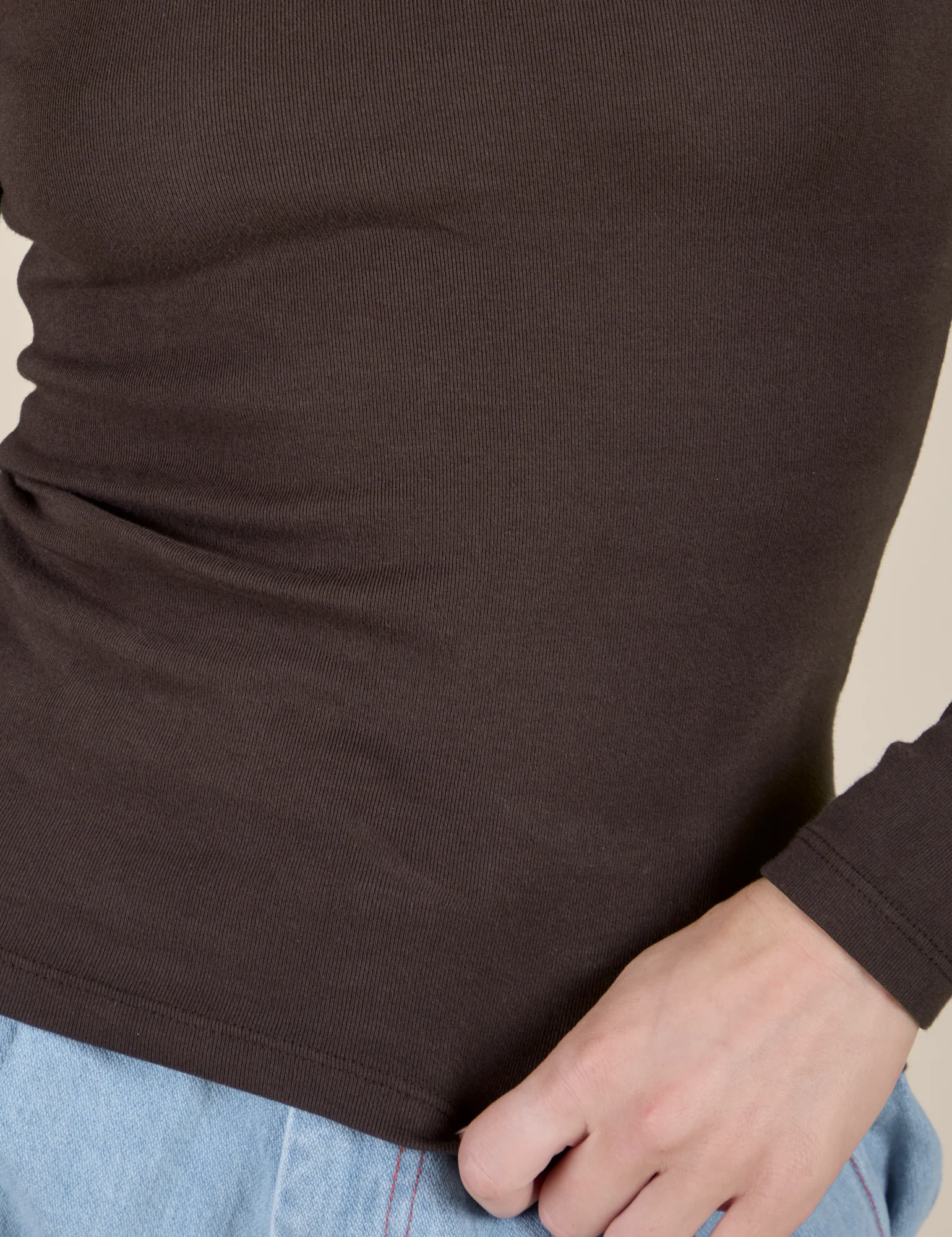 Long Sleeve Baby Tee - Espresso Brown - Image 26