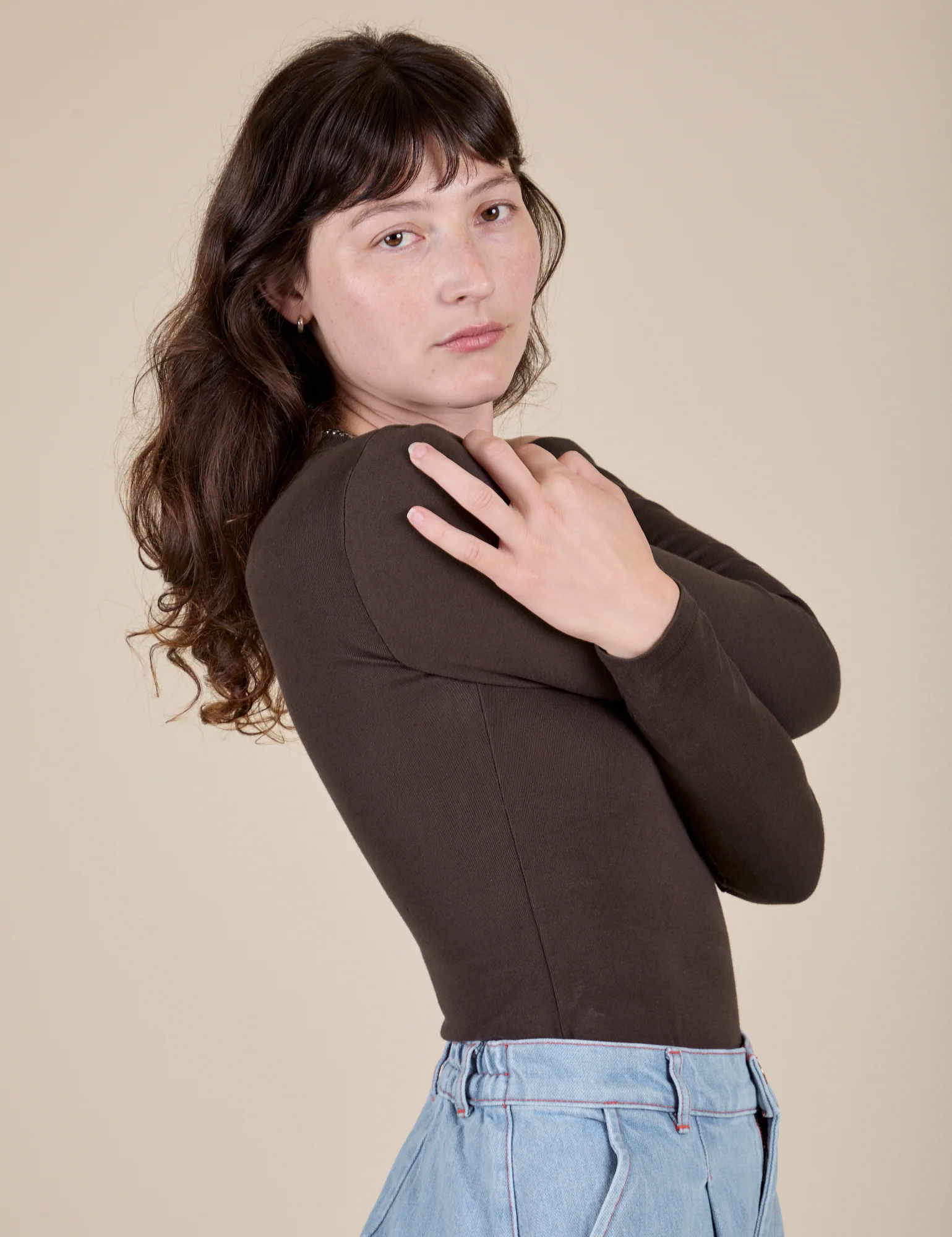 Long Sleeve Baby Tee - Espresso Brown - Image 29