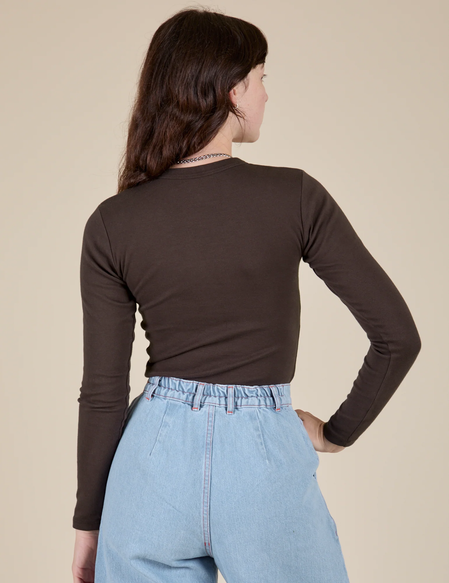 Long Sleeve Baby Tee - Espresso Brown - Image 31