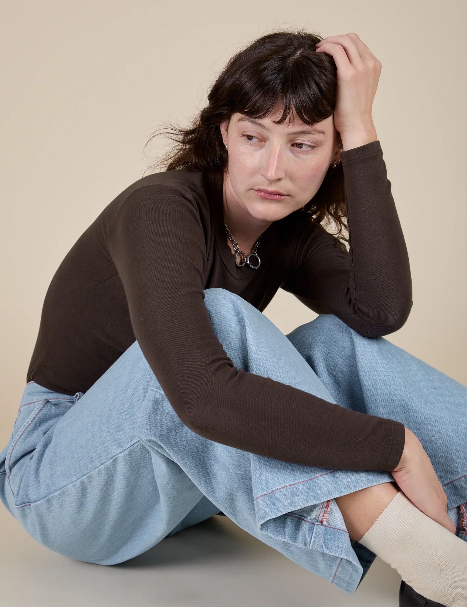 Long Sleeve Baby Tee - Espresso Brown - Image 32