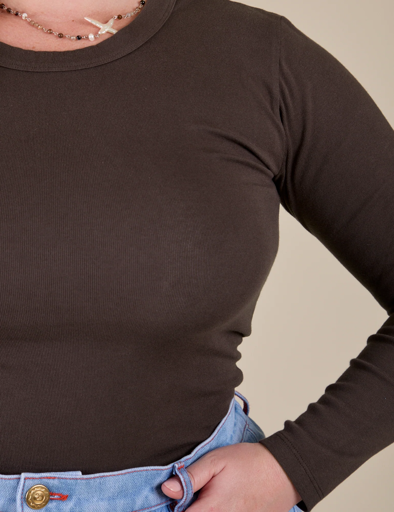 Long Sleeve Baby Tee - Espresso Brown - Image 4