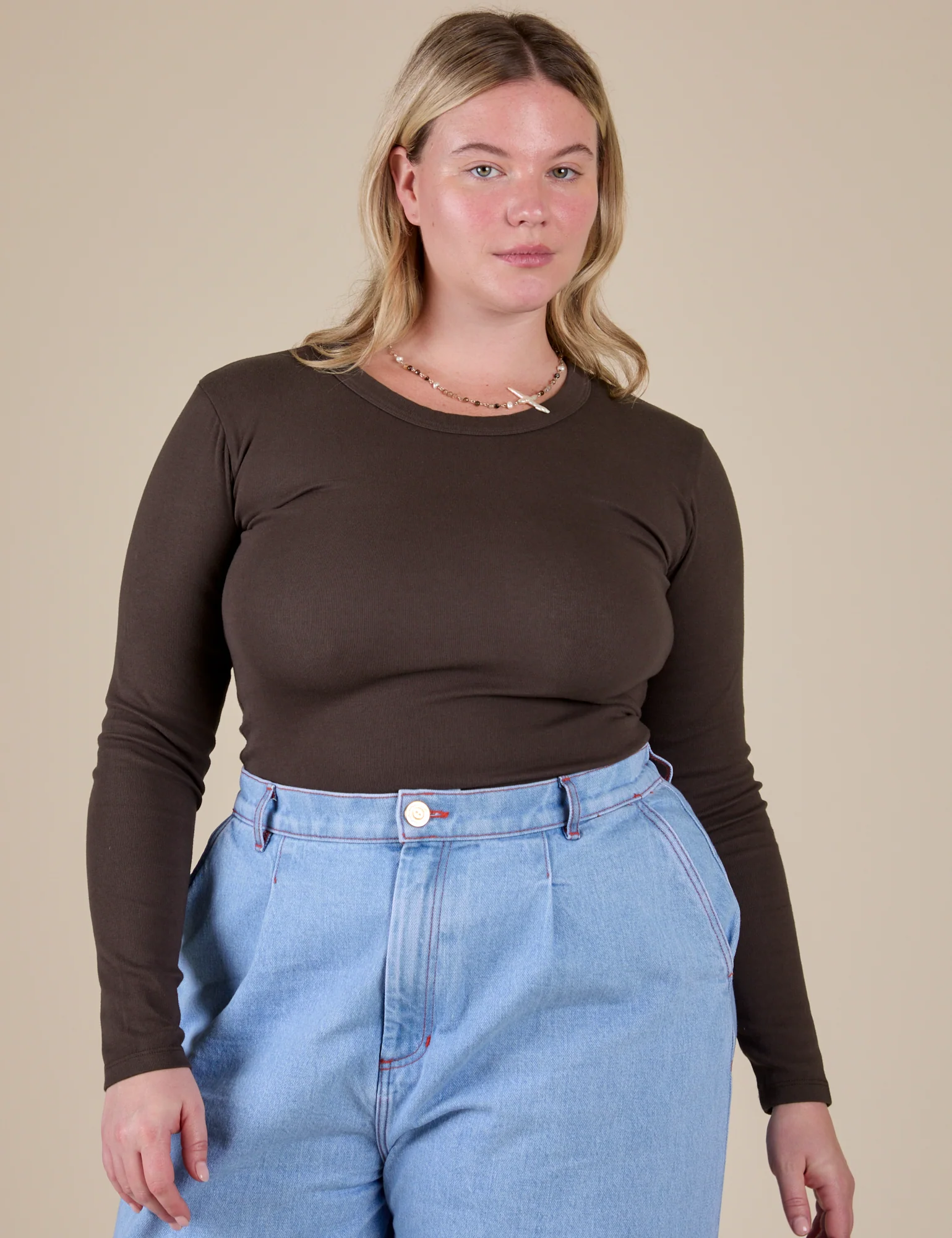 Long Sleeve Baby Tee - Espresso Brown - Image 5