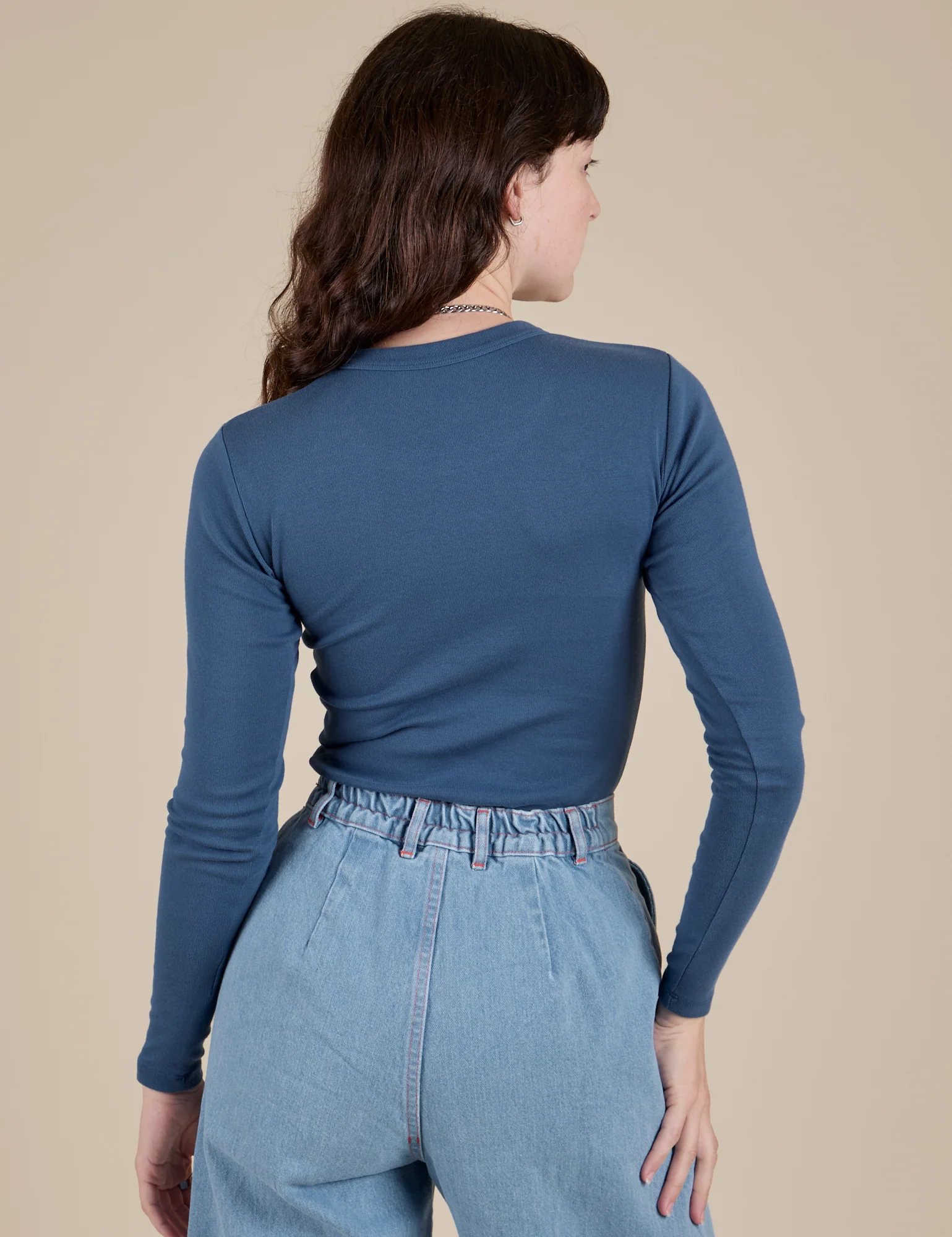 Long Sleeve Baby Tee - French Blue - Image 10