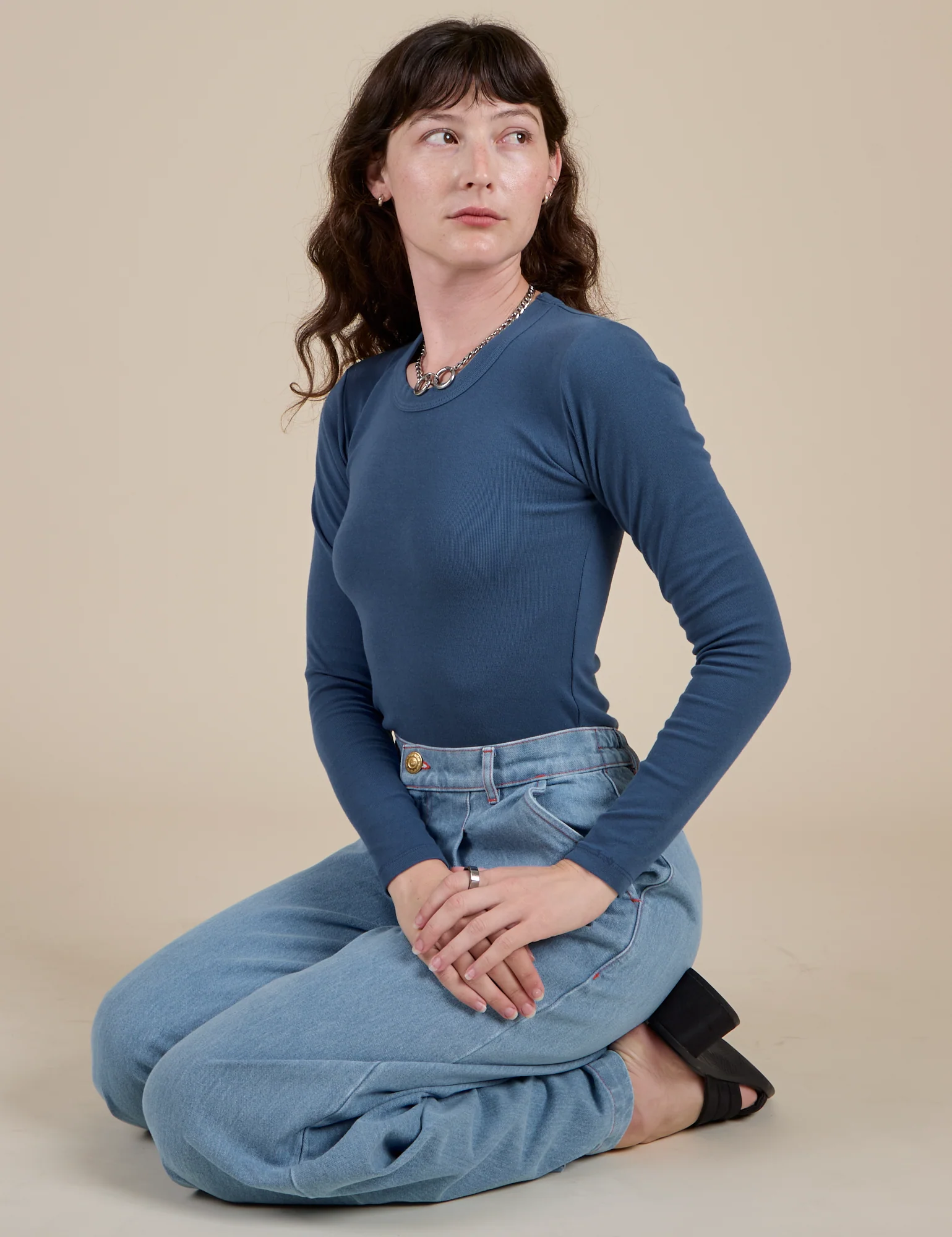 Long Sleeve Baby Tee - French Blue - Image 12