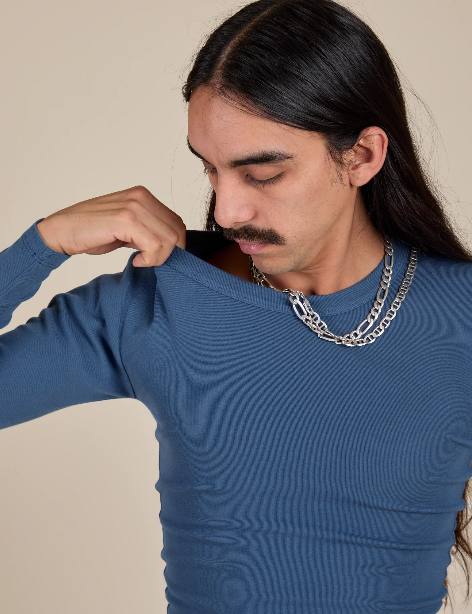 Long Sleeve Baby Tee - French Blue - Image 14