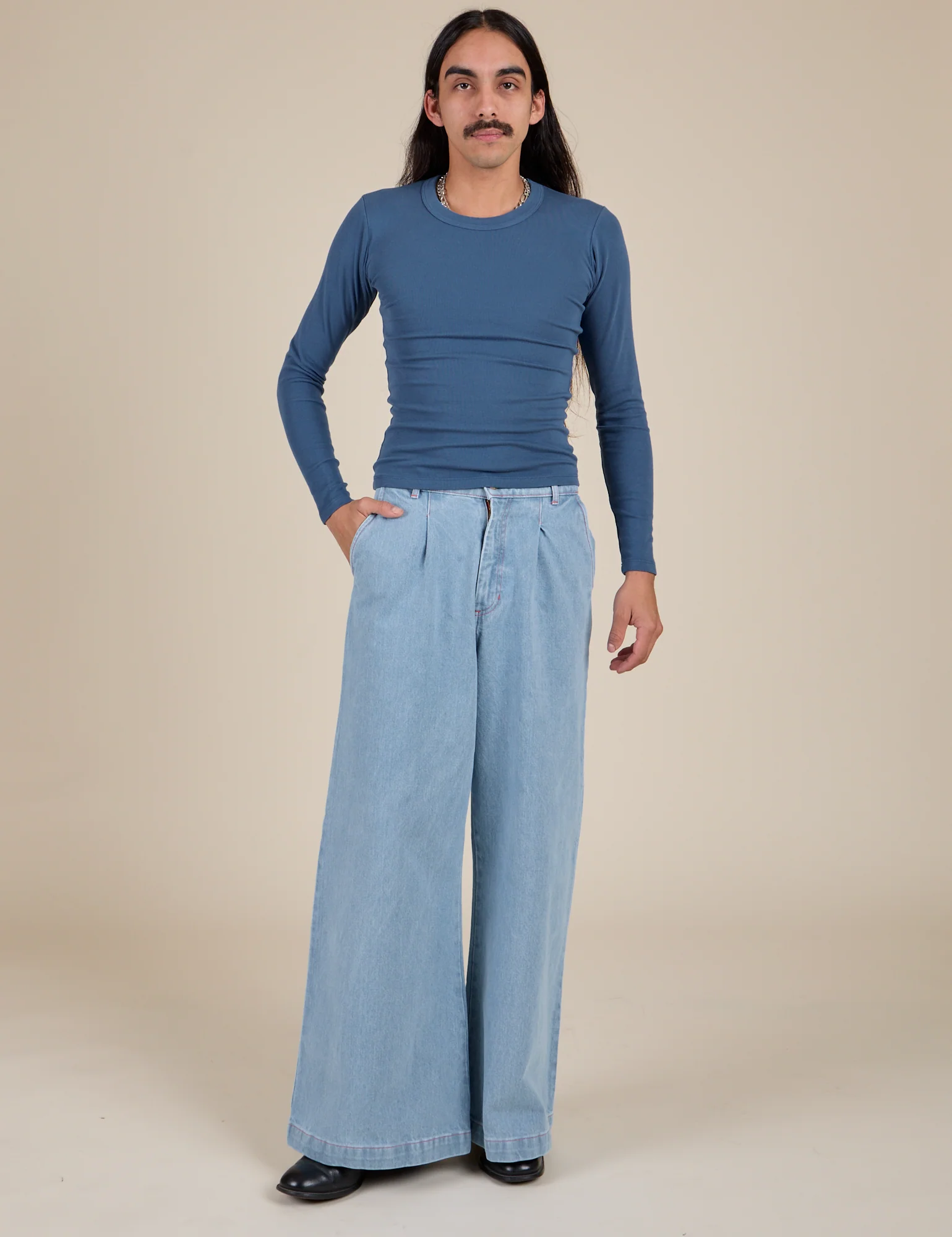 Long Sleeve Baby Tee - French Blue - Image 15