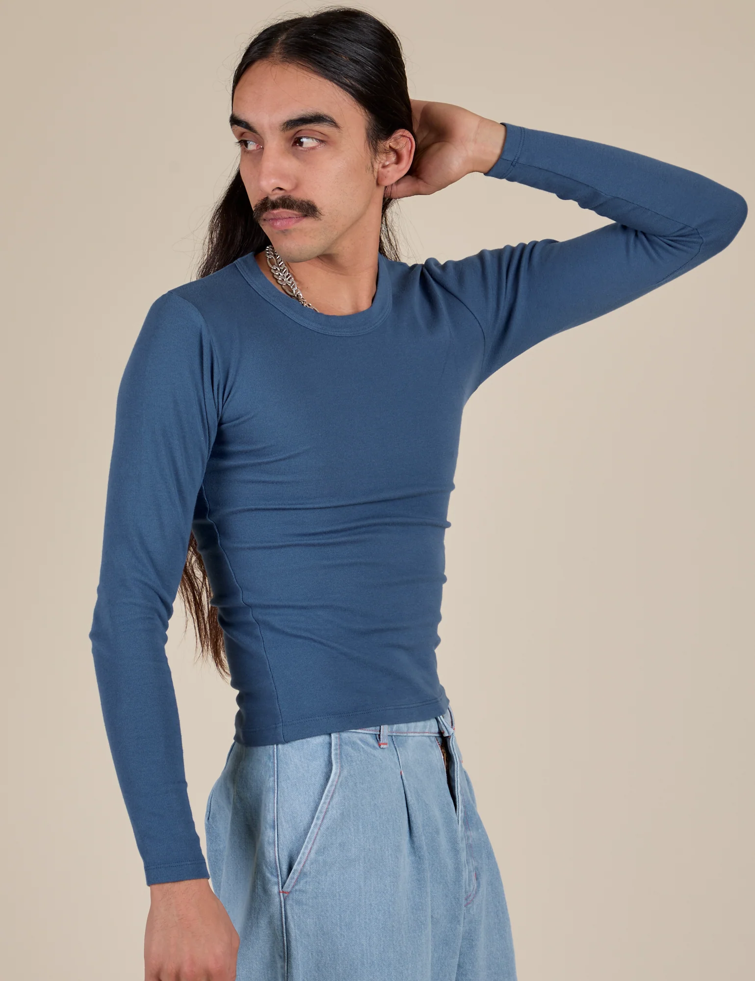 Long Sleeve Baby Tee - French Blue - Image 17