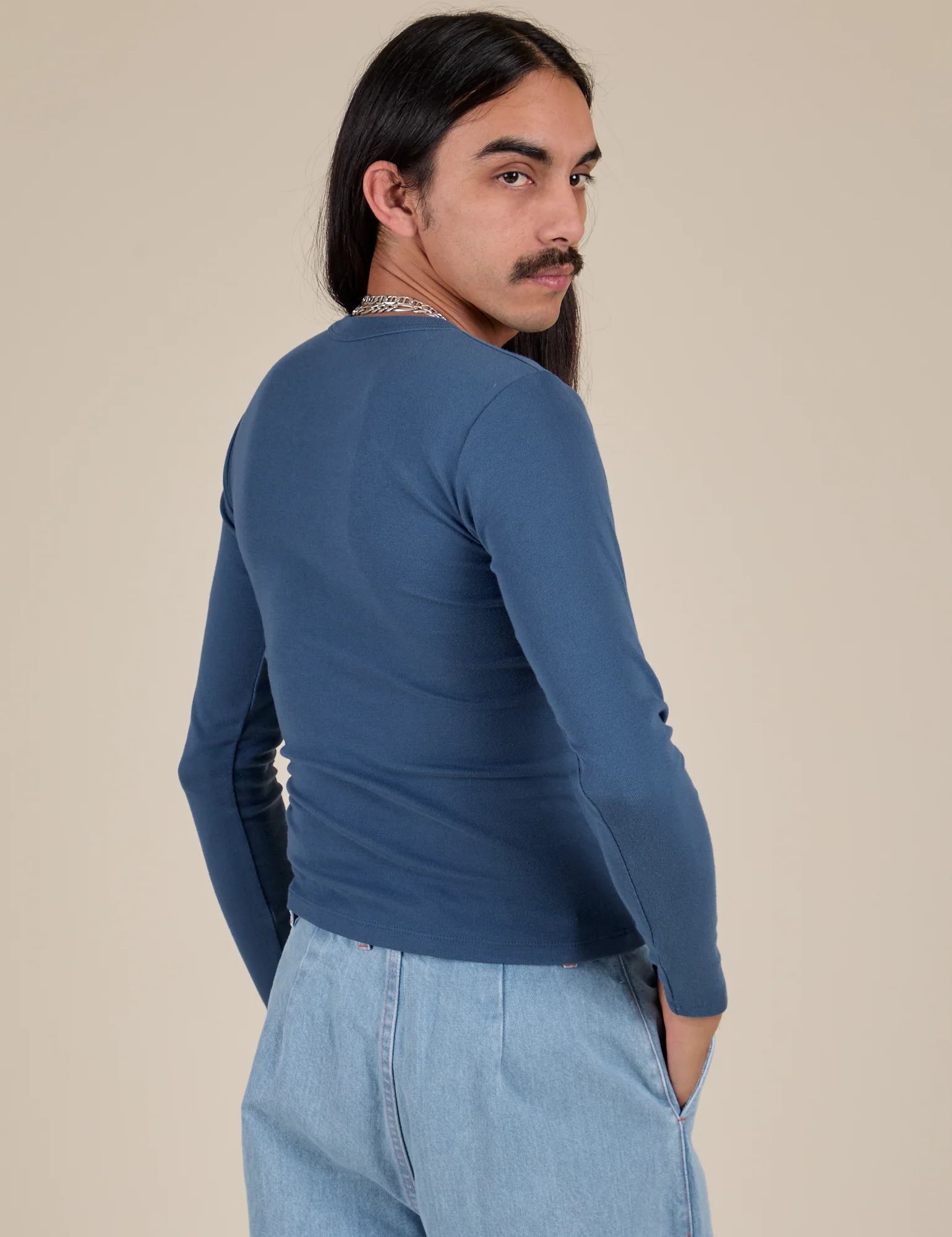 Long Sleeve Baby Tee - French Blue - Image 18