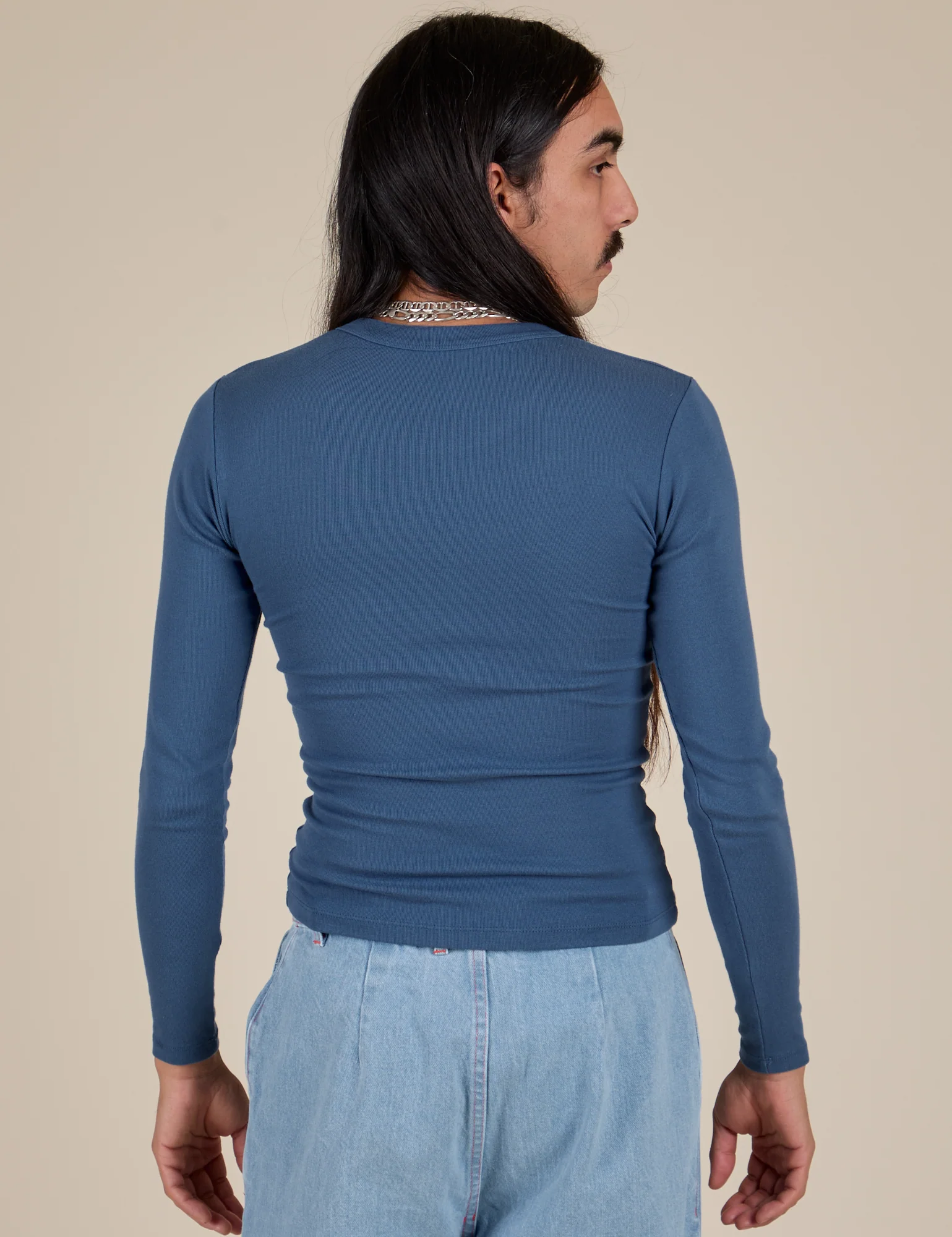 Long Sleeve Baby Tee - French Blue - Image 19