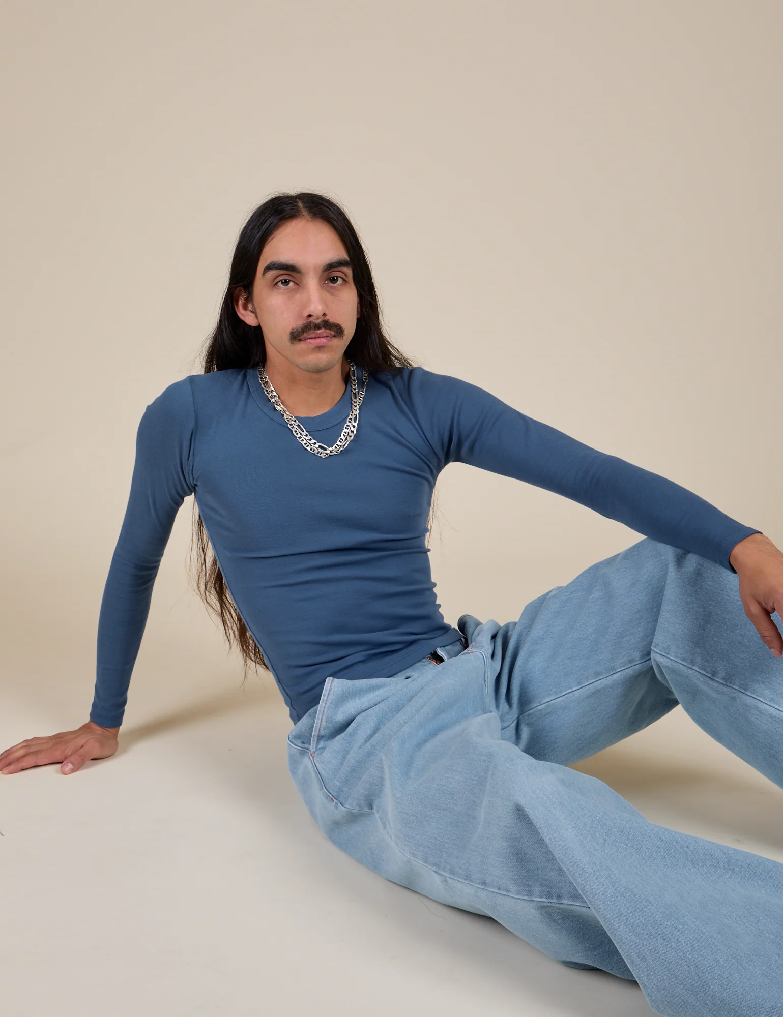 Long Sleeve Baby Tee - French Blue - Image 21