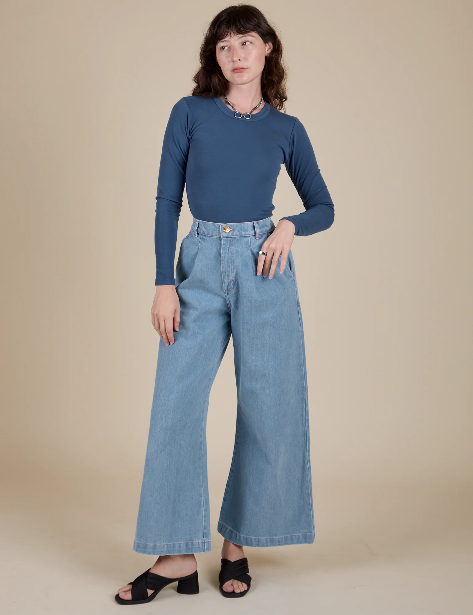 Long Sleeve Baby Tee - French Blue - Image 6