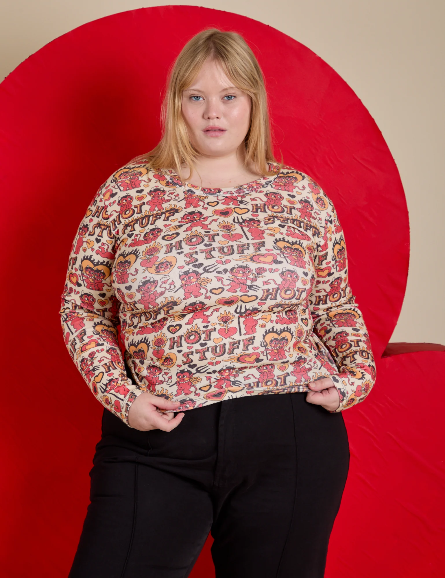 Long Sleeve Baby Tee - Hot Stuff Print - Image 10