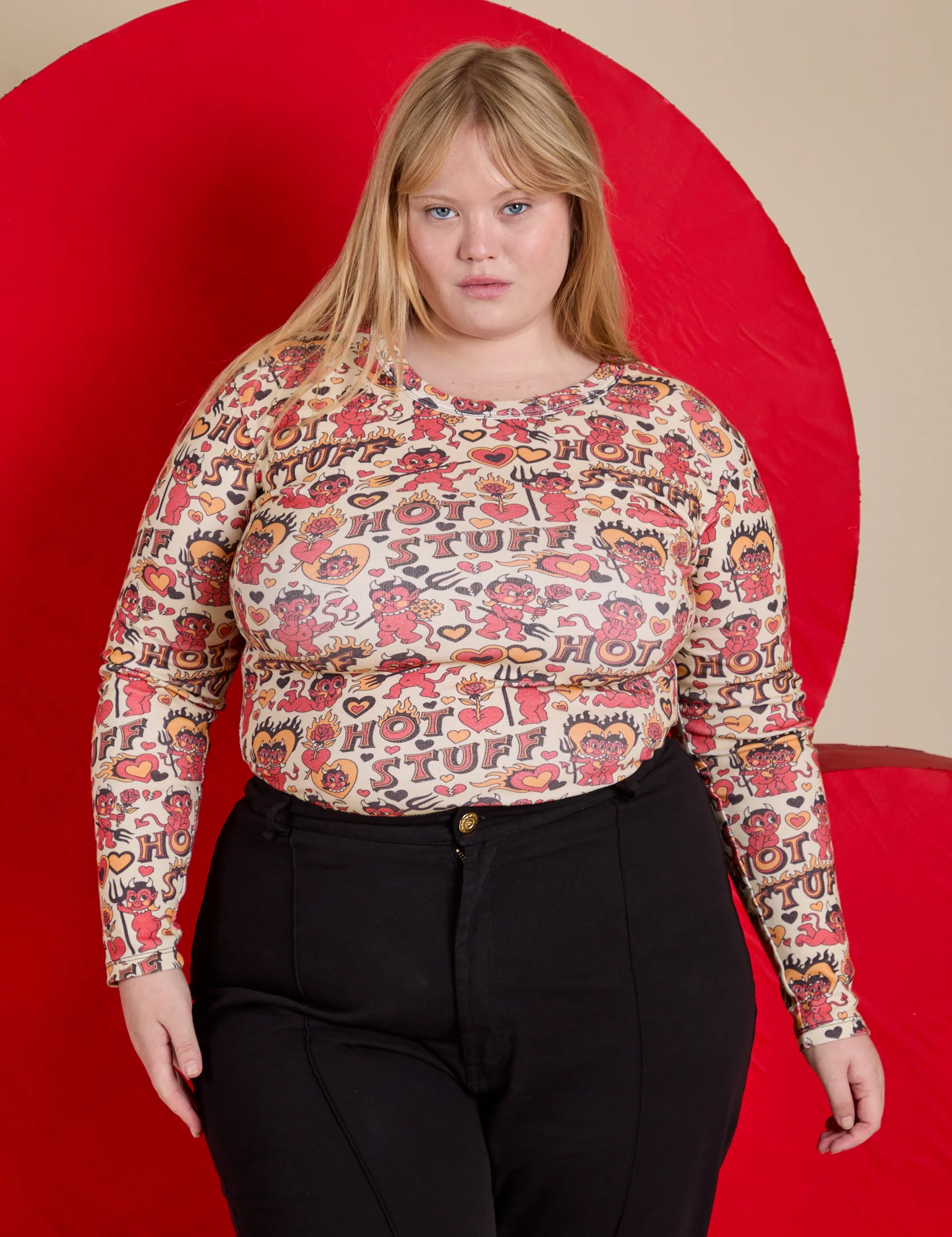 Long Sleeve Baby Tee - Hot Stuff Print - Image 13