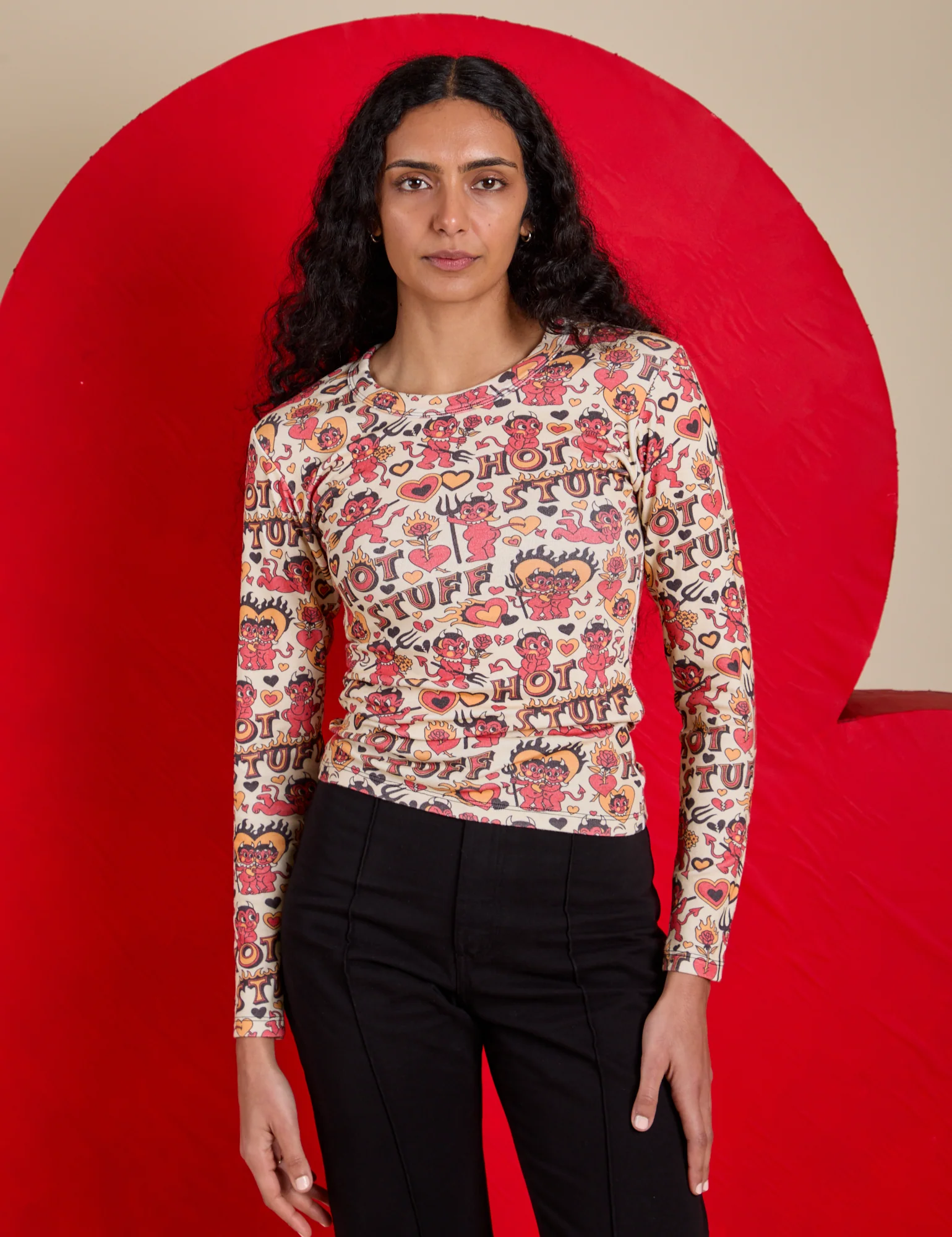 Long Sleeve Baby Tee - Hot Stuff Print - Image 19