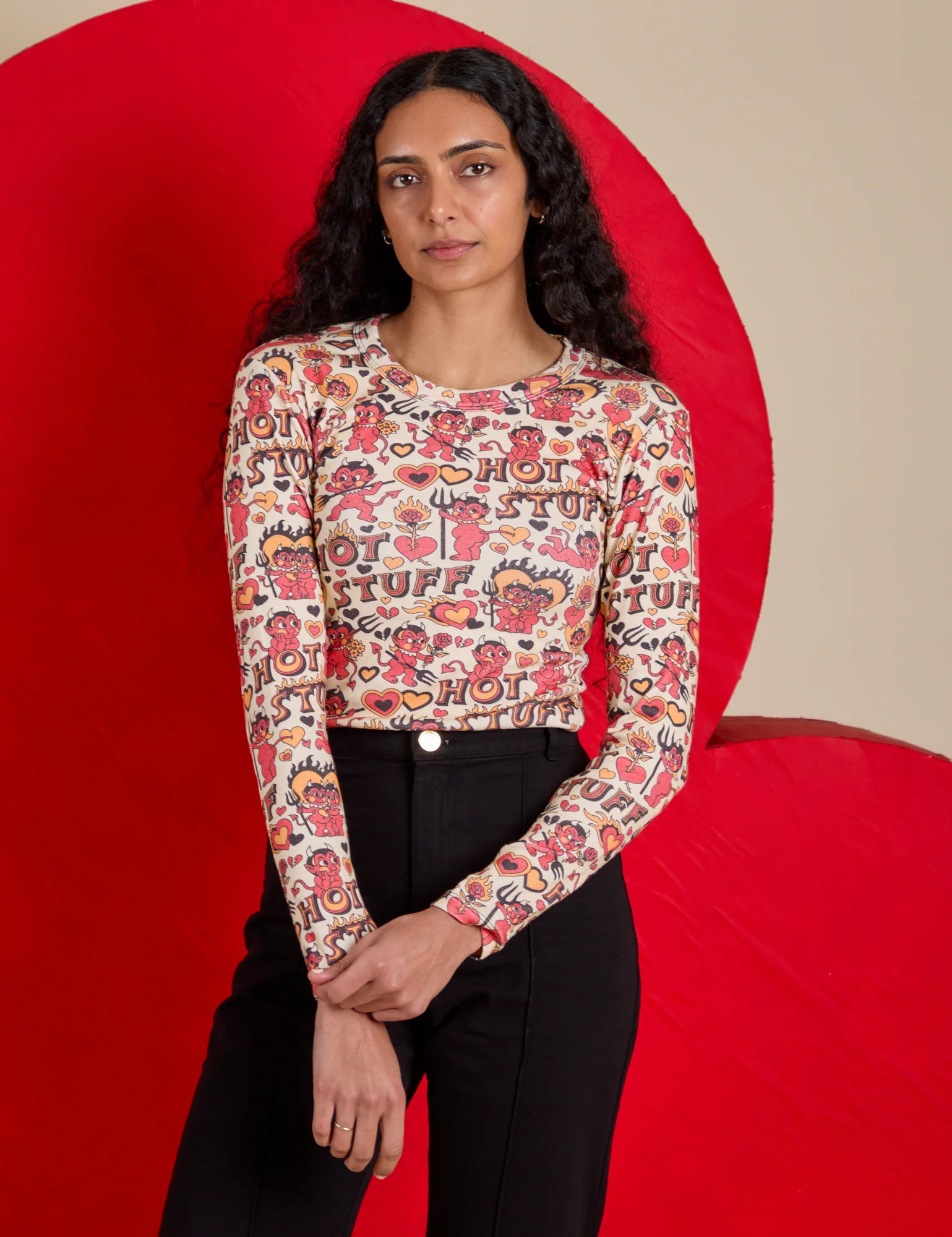 Long Sleeve Baby Tee - Hot Stuff Print - Image 23