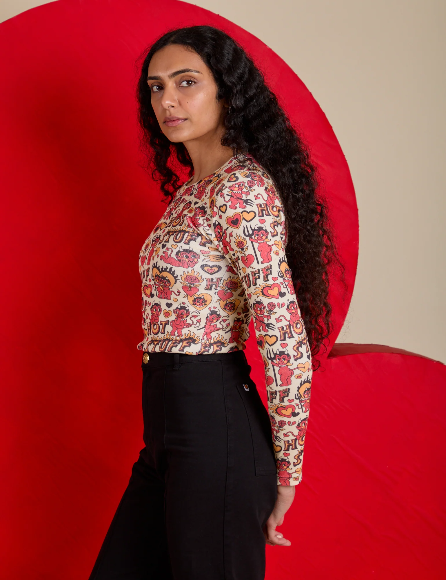 Long Sleeve Baby Tee - Hot Stuff Print - Image 24