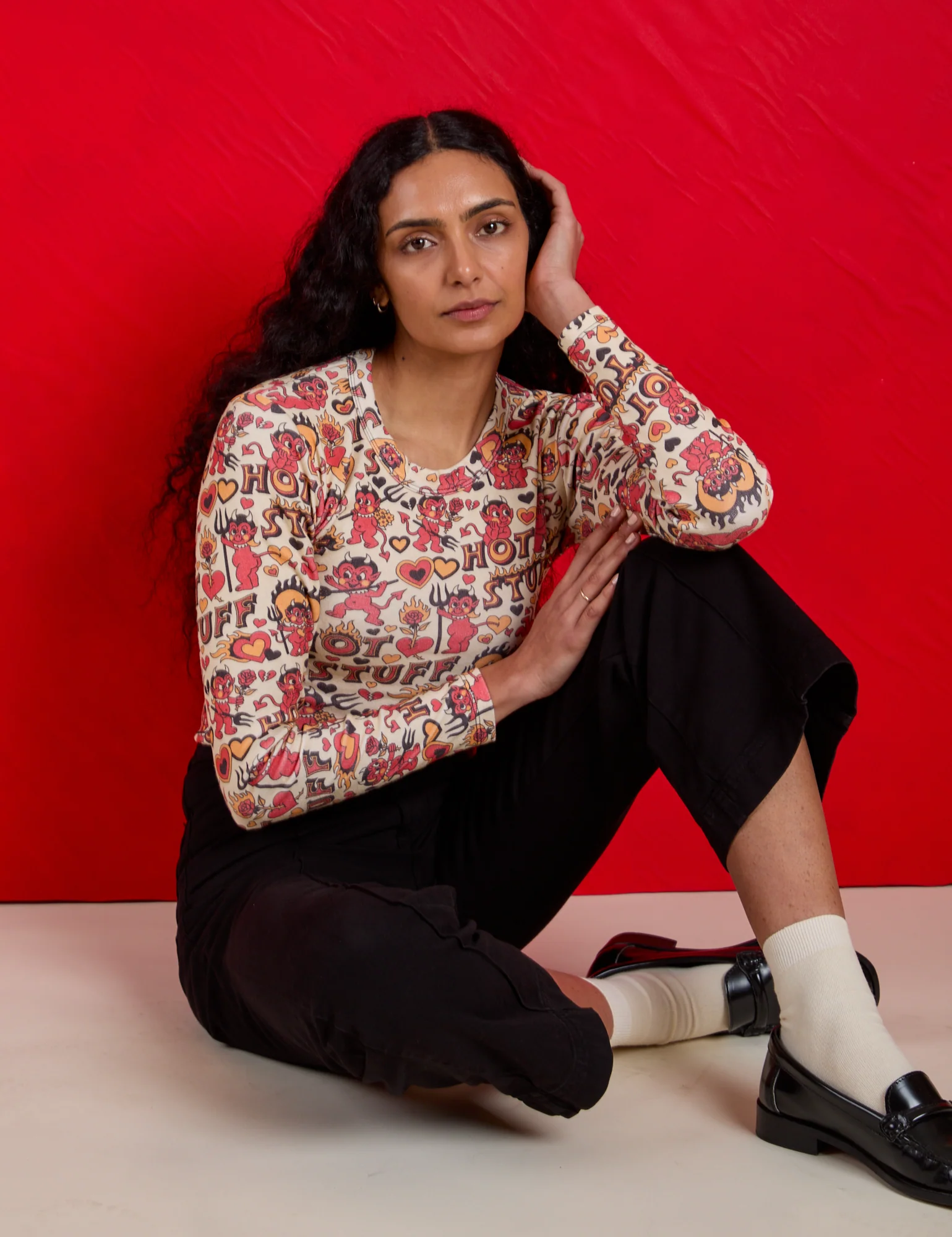 Long Sleeve Baby Tee - Hot Stuff Print - Image 26