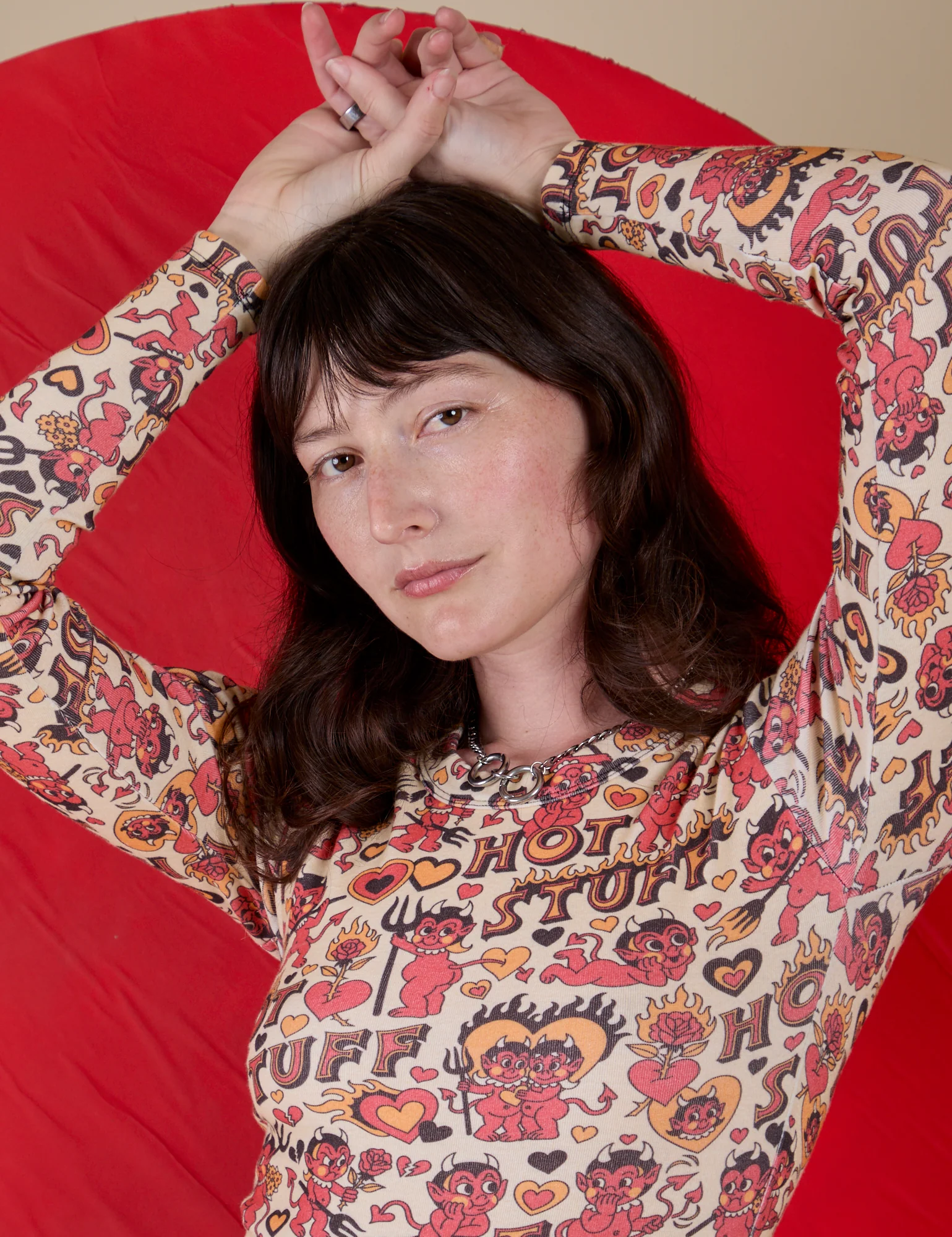 Long Sleeve Baby Tee - Hot Stuff Print - Image 4