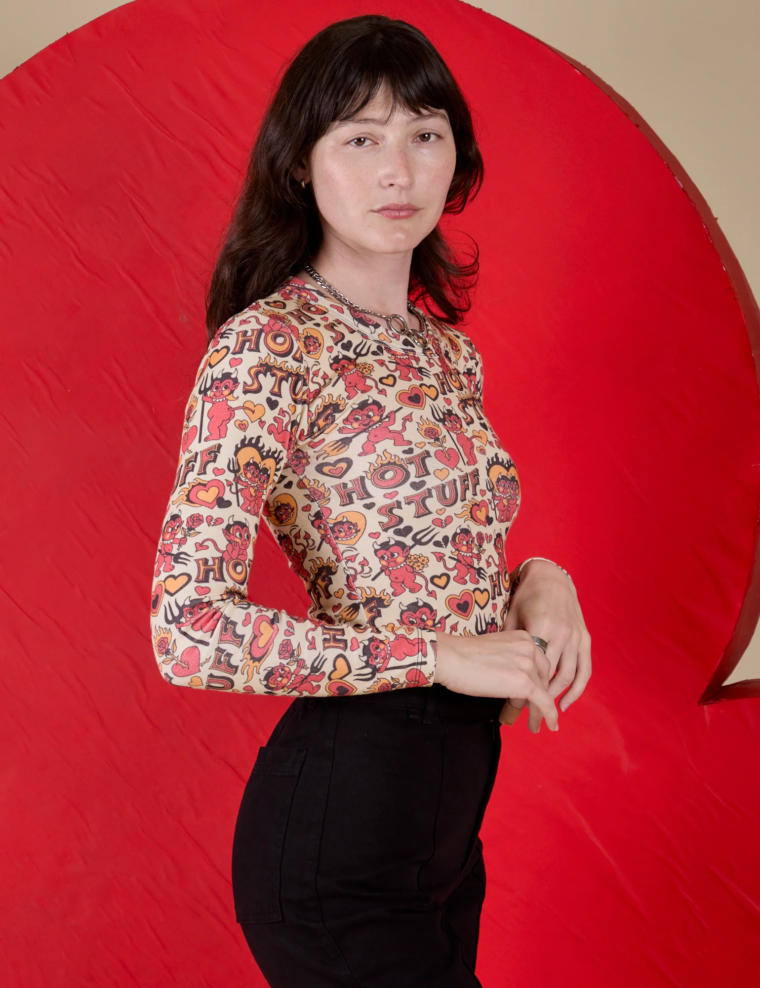 Long Sleeve Baby Tee - Hot Stuff Print - Image 7