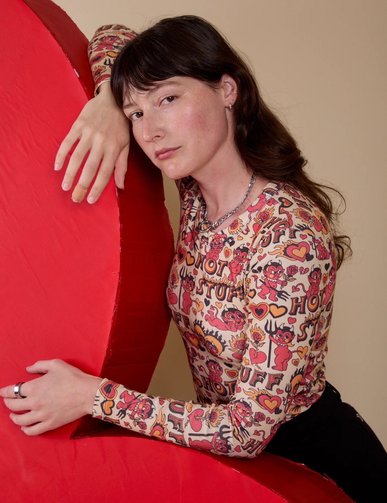 Long Sleeve Baby Tee - Hot Stuff Print - Image 9