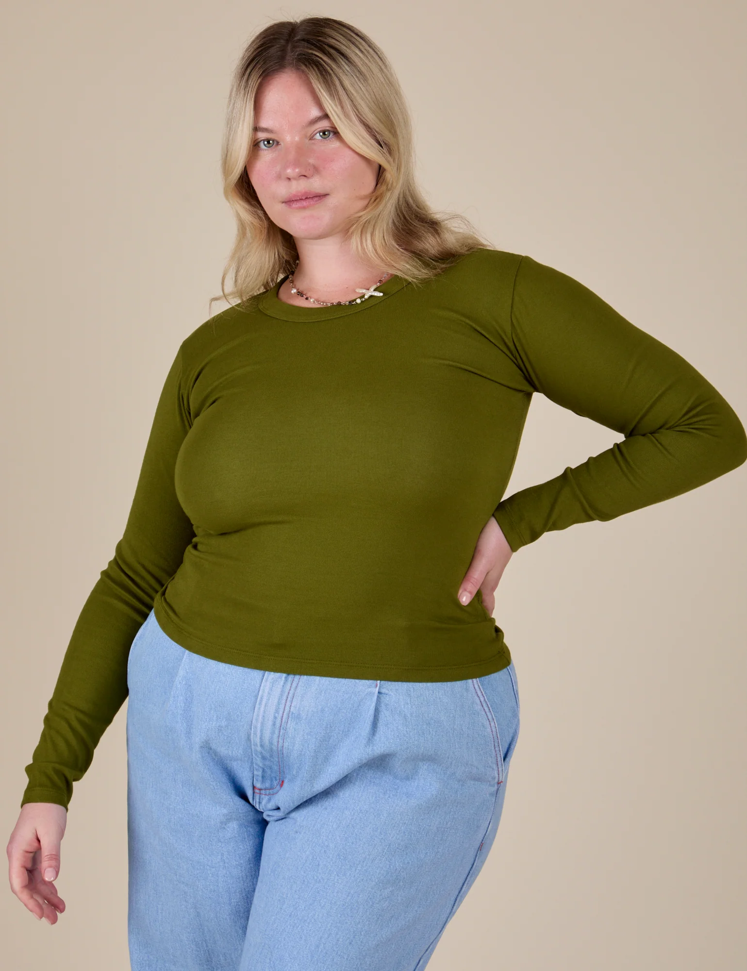 Long Sleeve Baby Tee - Summer Olive - Image 11