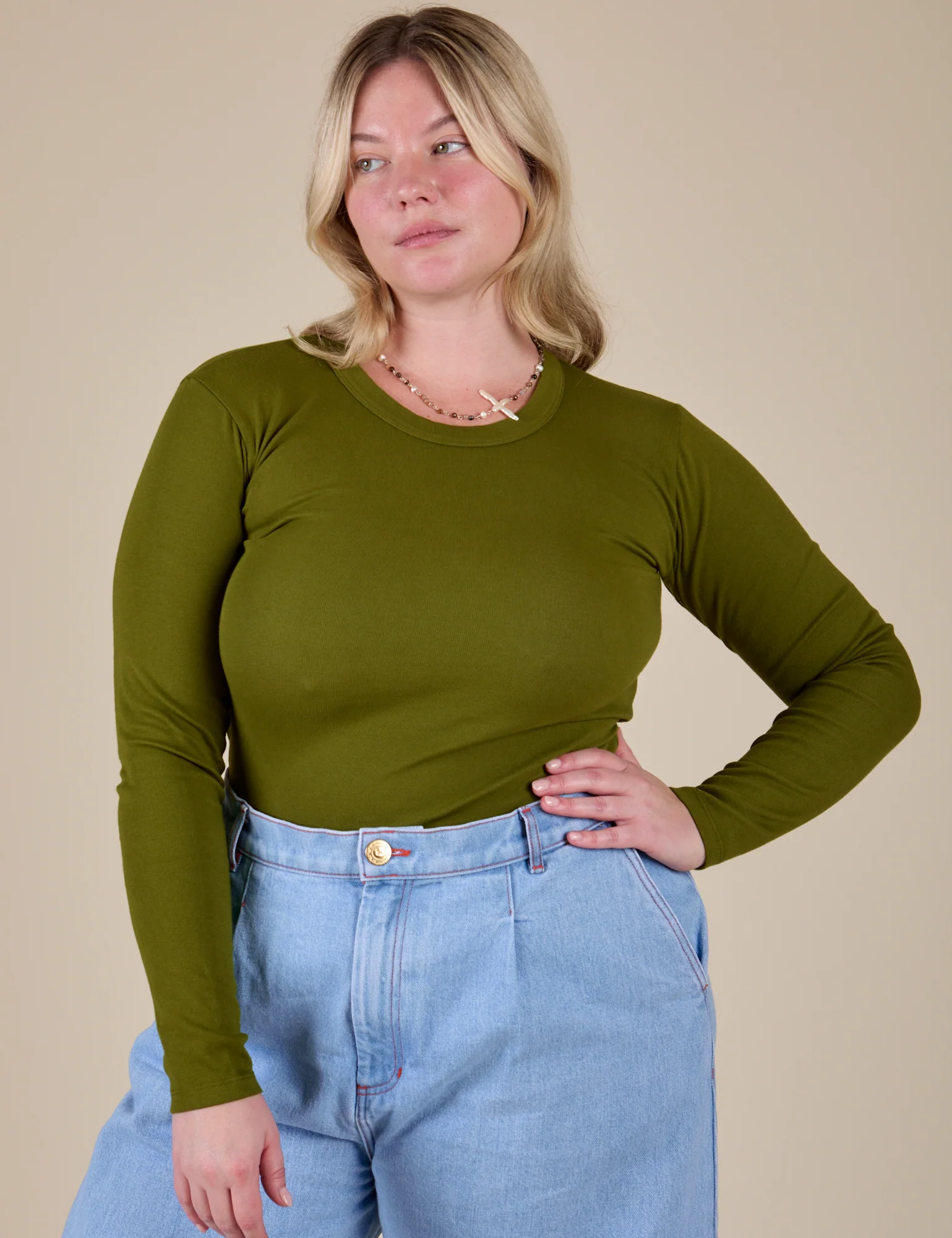 Long Sleeve Baby Tee - Summer Olive - Image 12