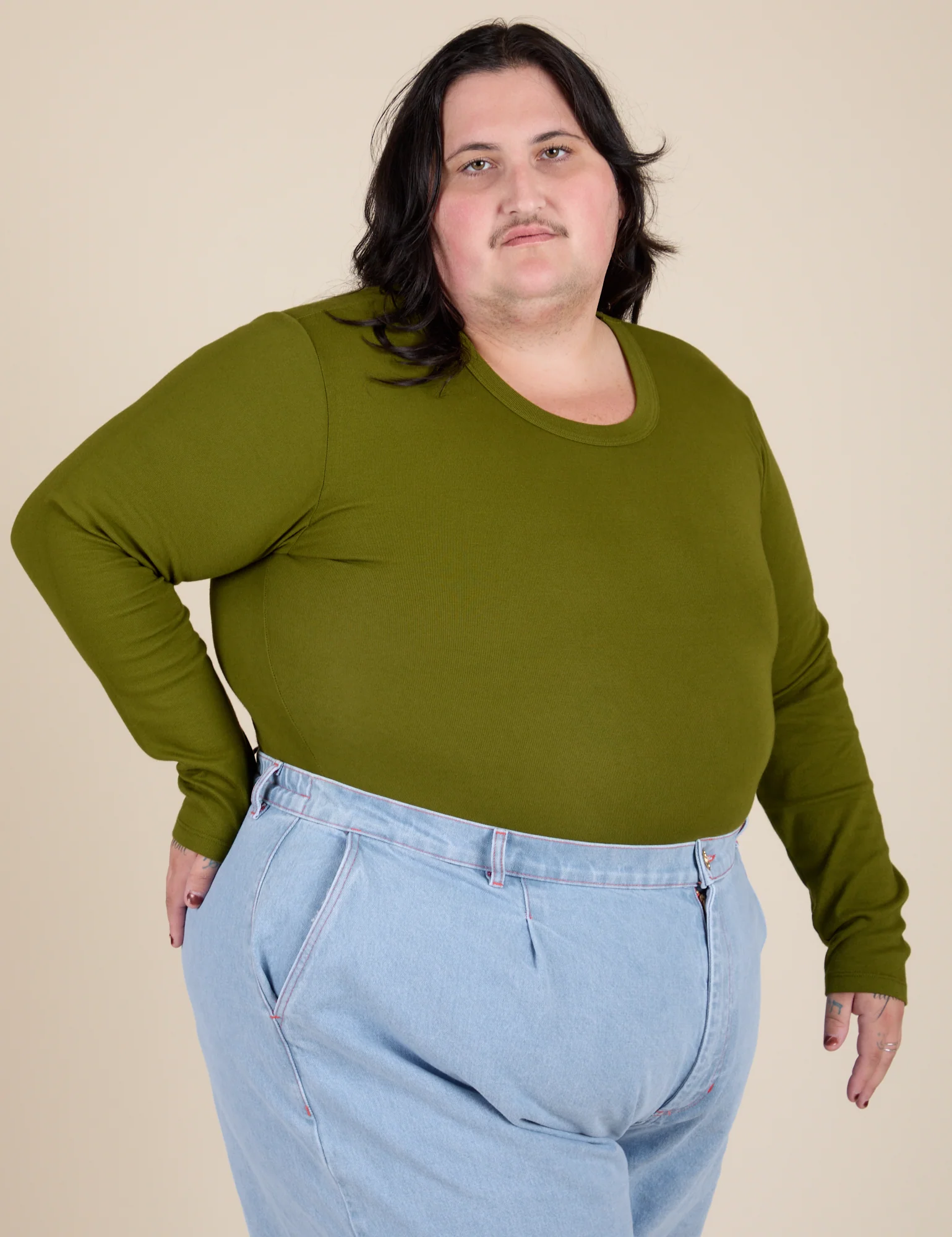 Long Sleeve Baby Tee - Summer Olive - Image 31