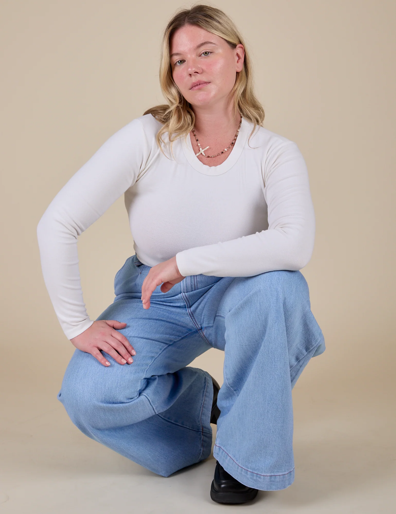 Long Sleeve Baby Tee - Vintage Tee White - Image 11